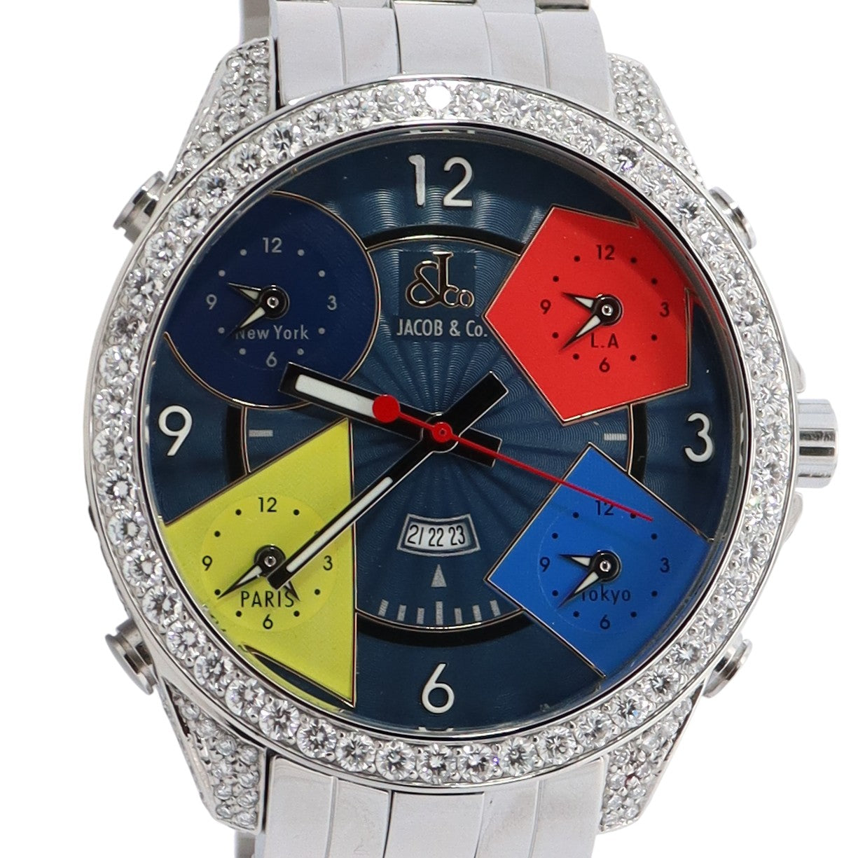 Jacob & Co. Five Time Zone 46.5mm Blue Dial Watch Ref# JCM-55 - Happy Jewelers Fine Jewelry Lifetime Warranty