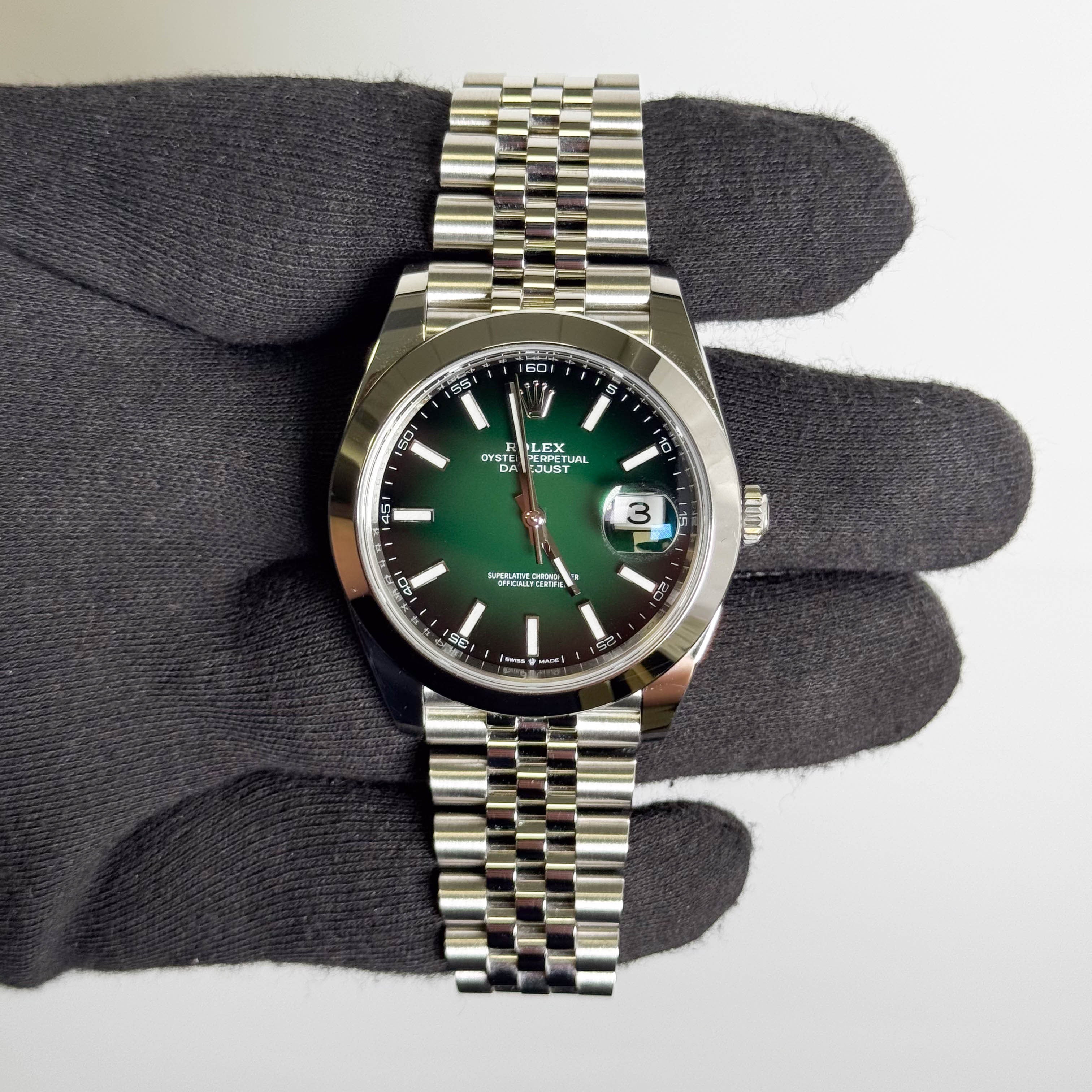 Rolex Datejust 41mm Green Ombre Dial Watch Ref# 126300