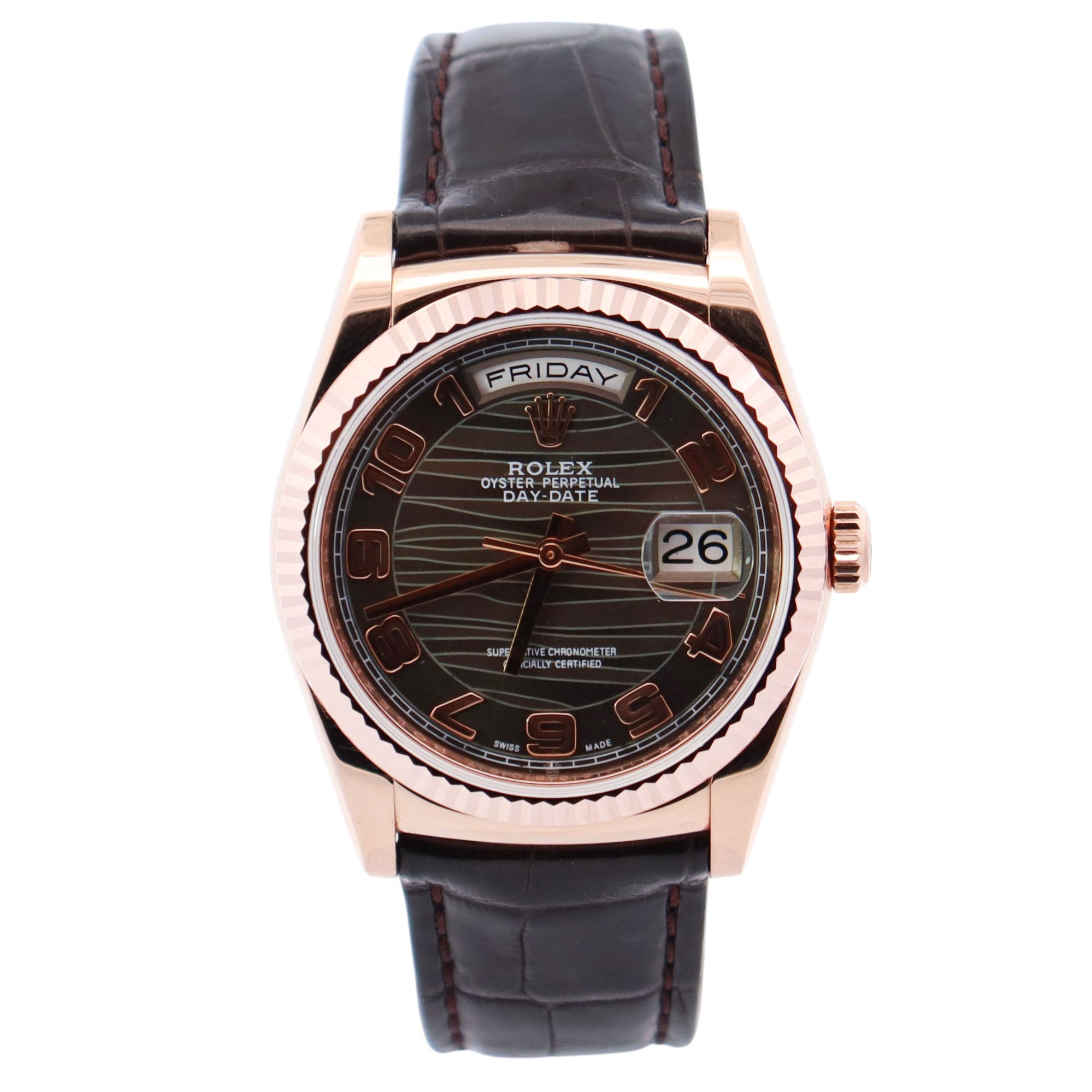 Rolex Day-Date 36mm Brown Dial Watch Ref# 118135 - Happy Jewelers Fine Jewelry Lifetime Warranty