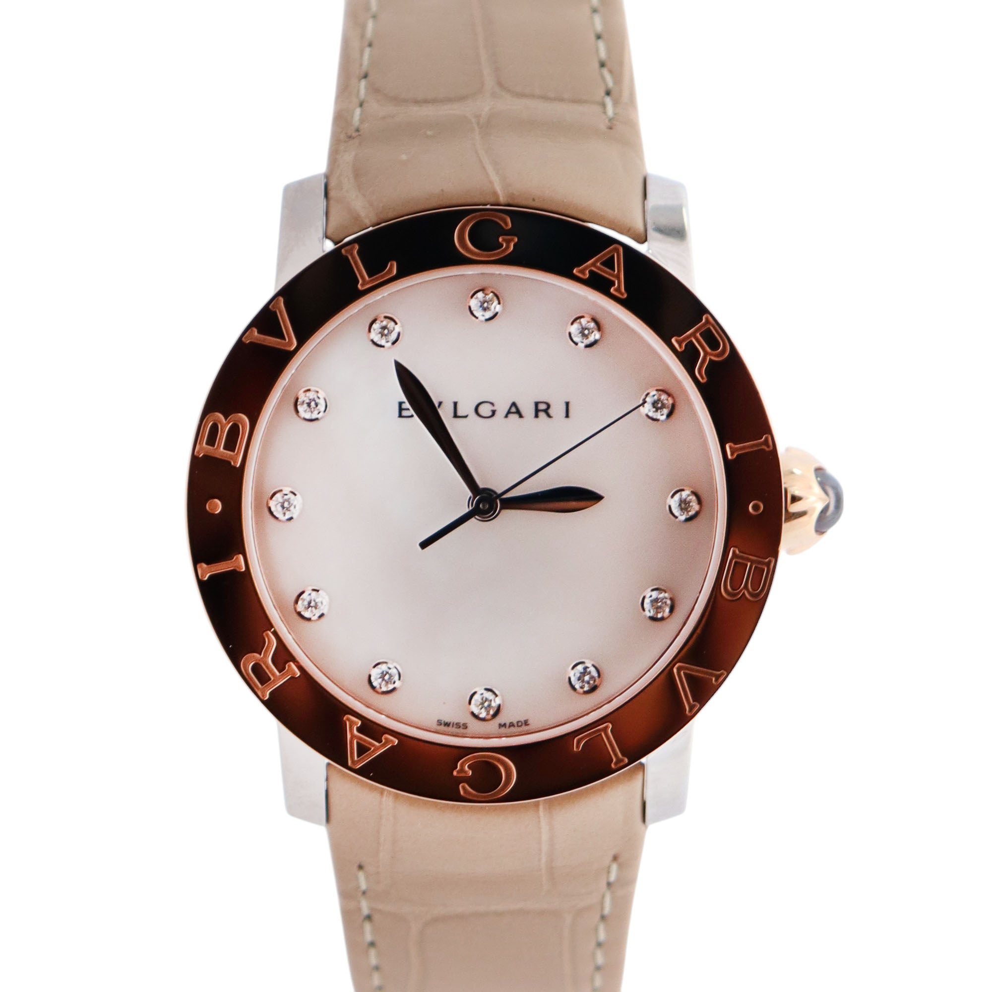 Bvlgari Bulagri 37mm MOP Dial Watch Ref# 101895 - Happy Jewelers Fine Jewelry Lifetime Warranty