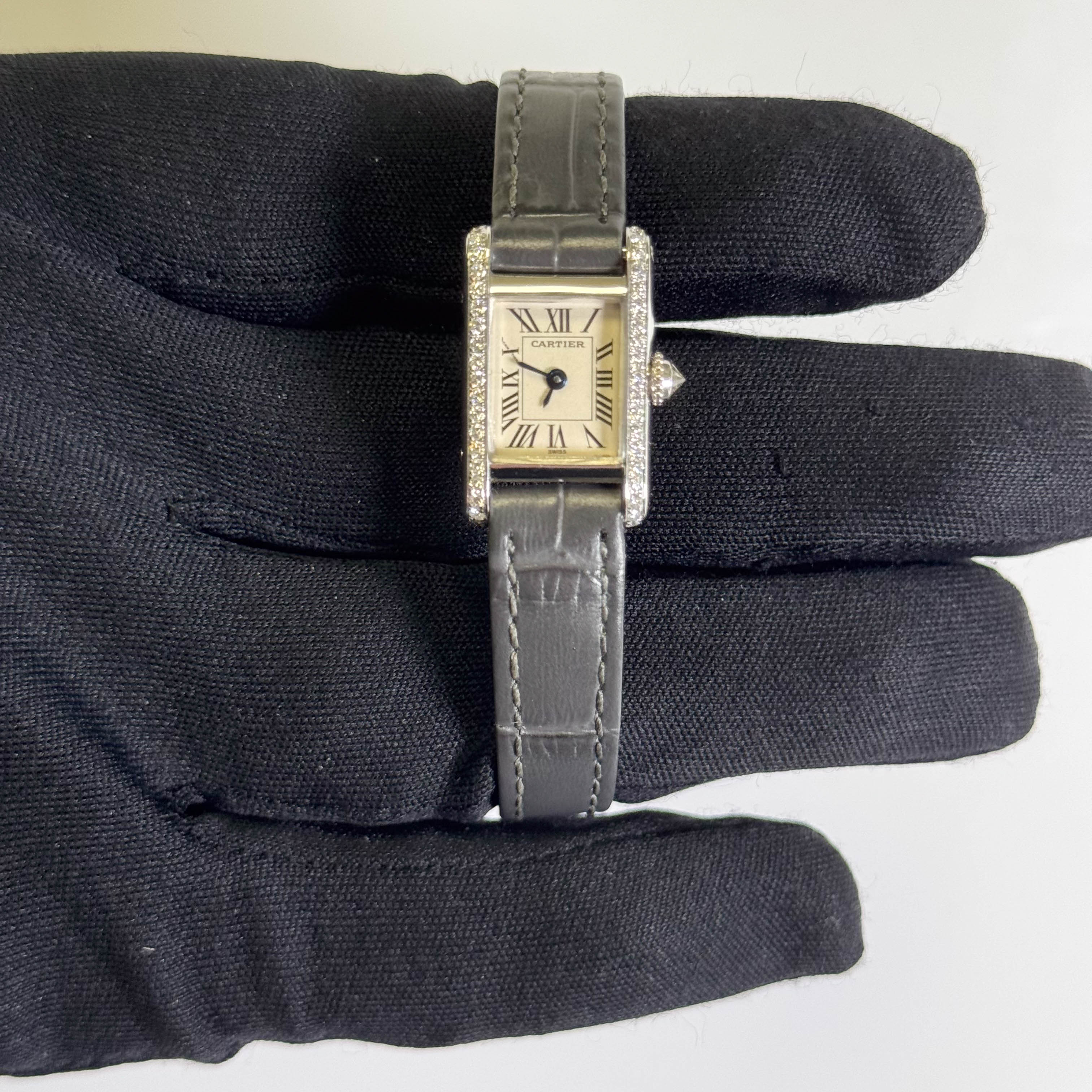 Cartier Mini Tank 15mm Ivory Dial Watch Ref# WB200951