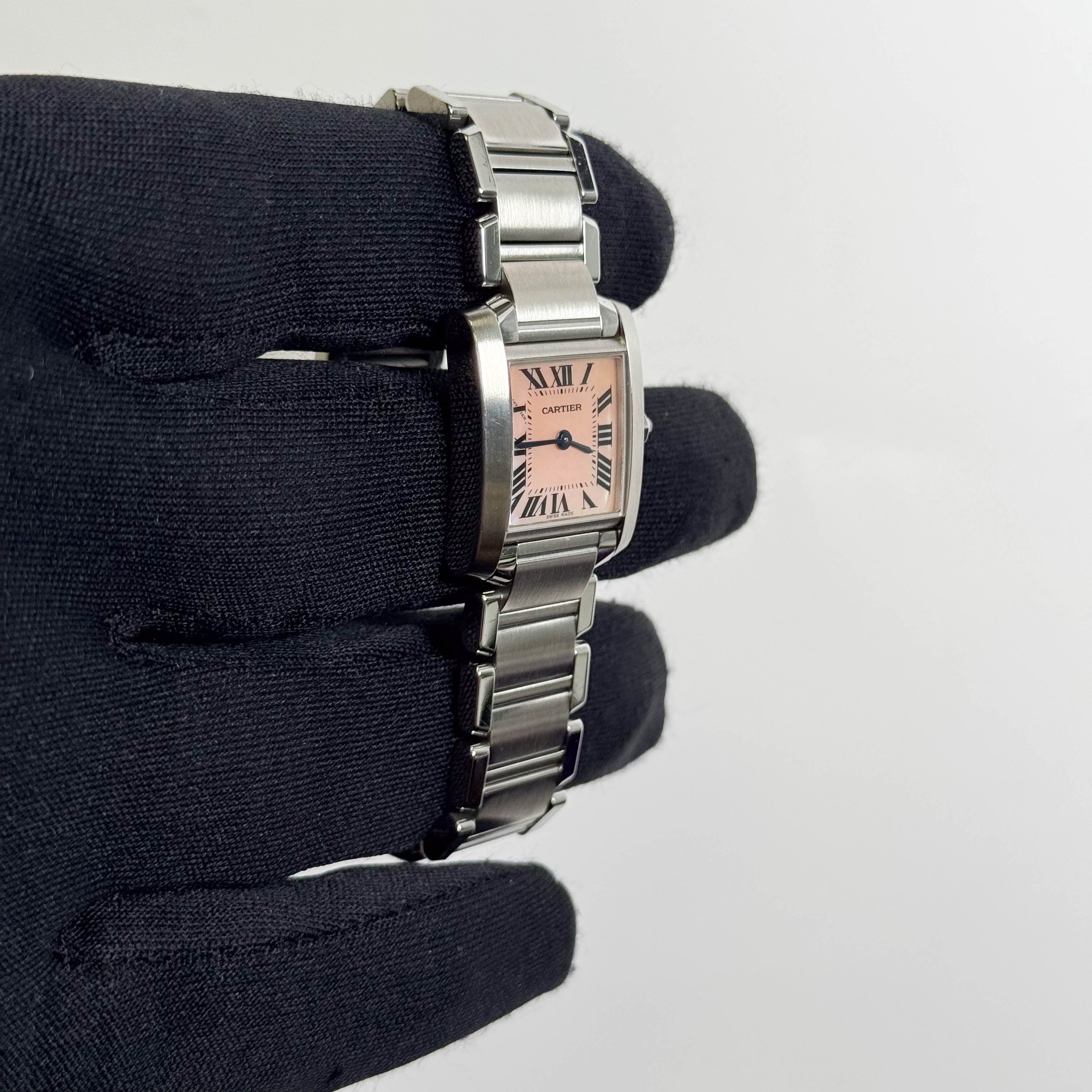 Cartier Tank Francaise Stainless Steel 20mm MOP Dial Watch Ref# W51028Q3 - Happy Jewelers Fine Jewelry Lifetime Warranty