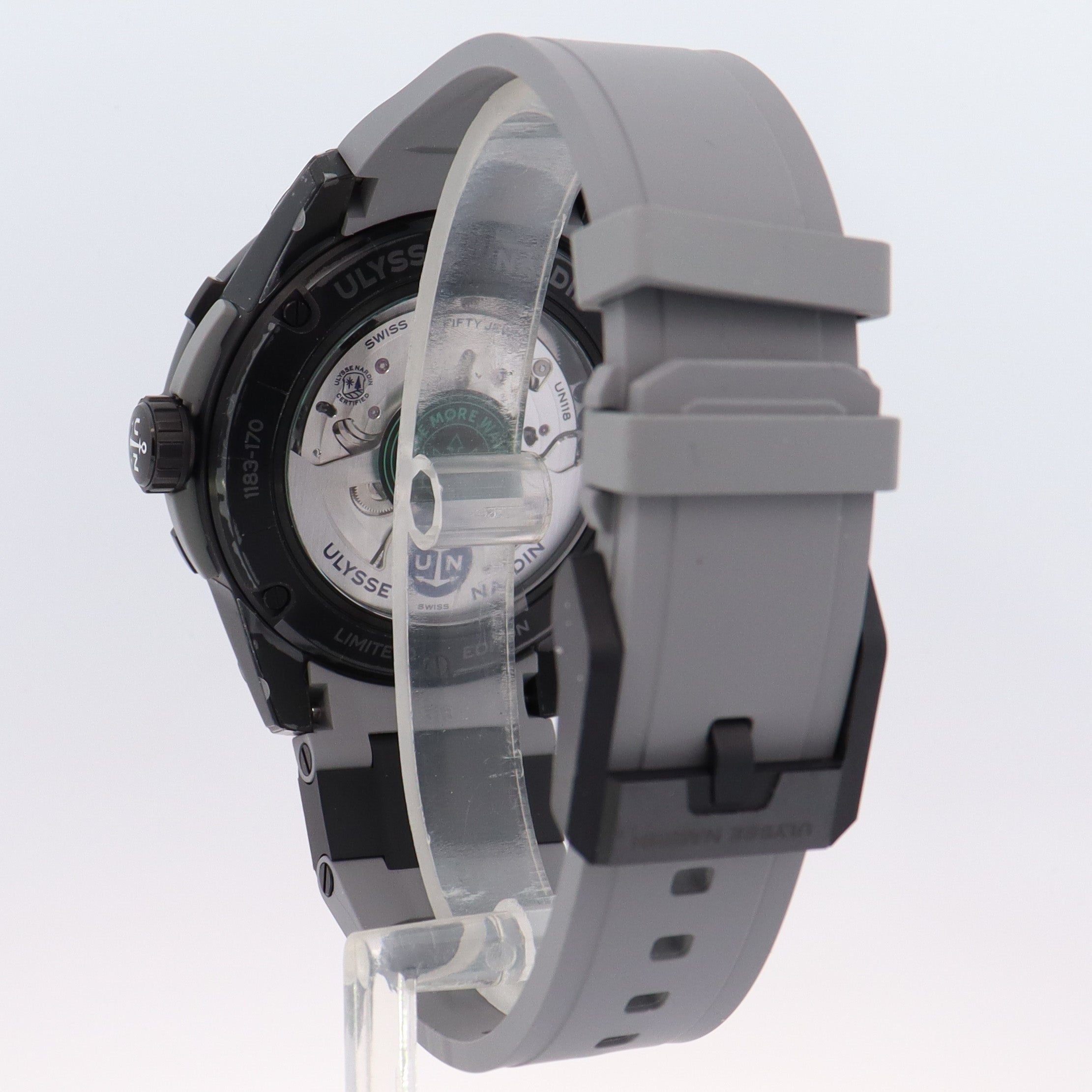 Ulysse Nardin Diver Chronometer One More Wave 44mm Black DLC Titanium Black Chronograph Dial Watch Reference# 1183-170LE-2A-OMW - Happy Jewelers Fine Jewelry Lifetime Warranty