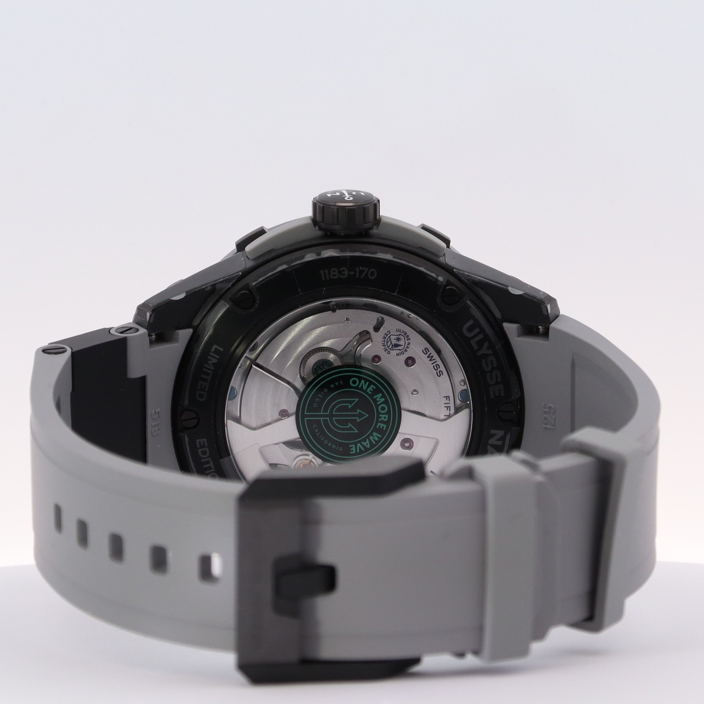 Ulysse Nardin Diver Chronometer One More Wave 44mm Black DLC Titanium Black Chronograph Dial Watch Reference# 1183-170LE-2A-OMW - Happy Jewelers Fine Jewelry Lifetime Warranty