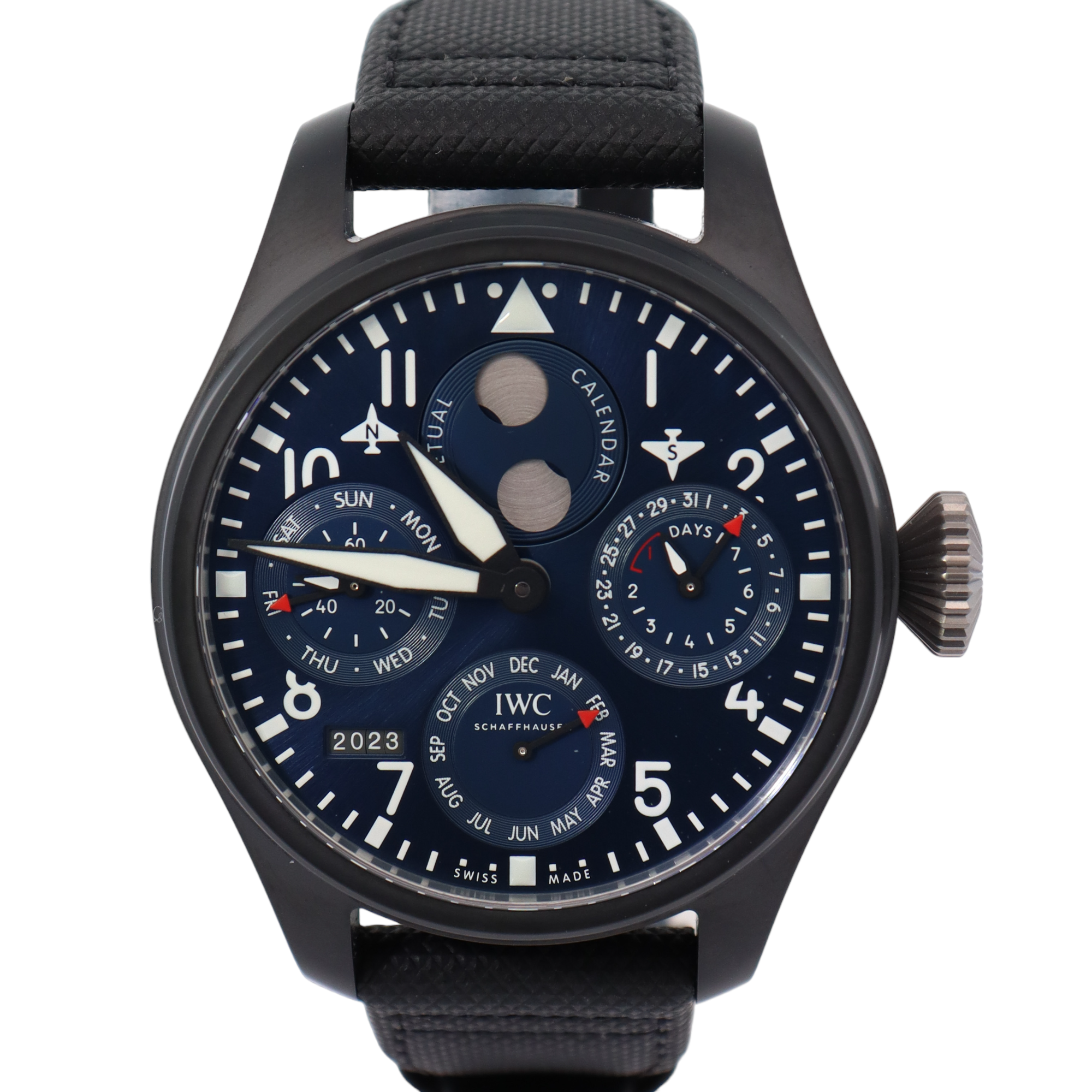 IWC Big Pilot Ceramic 47mm Blue Chronograph Dial Watch Reference# IW503001 - Happy Jewelers Fine Jewelry Lifetime Warranty