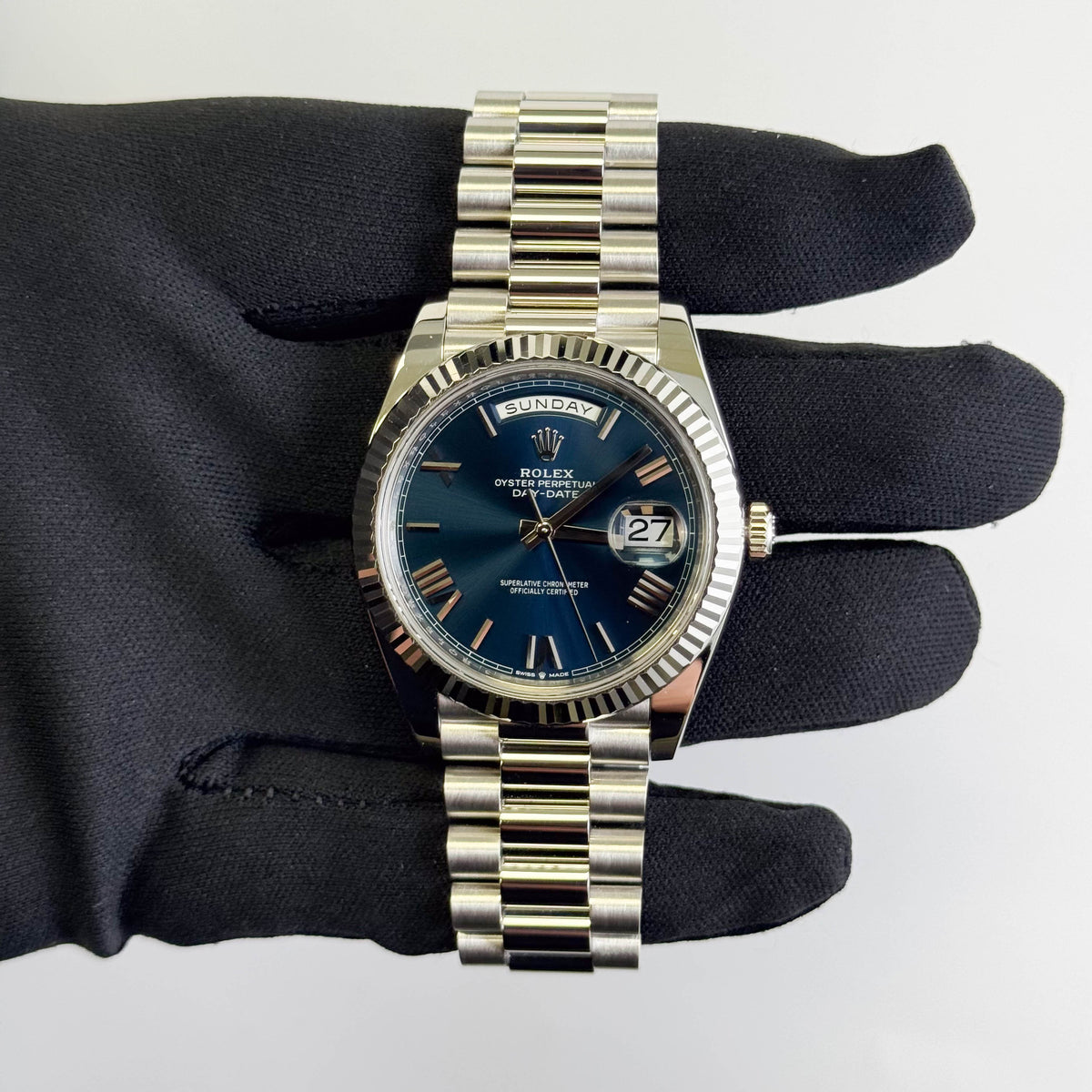 Rolex Day-Date 40mm Blue Dial Watch Ref# 228236