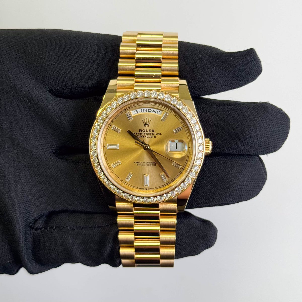Rolex Day-Date 40mm Champagne Baguette Dial Watch Ref# 228348RBR