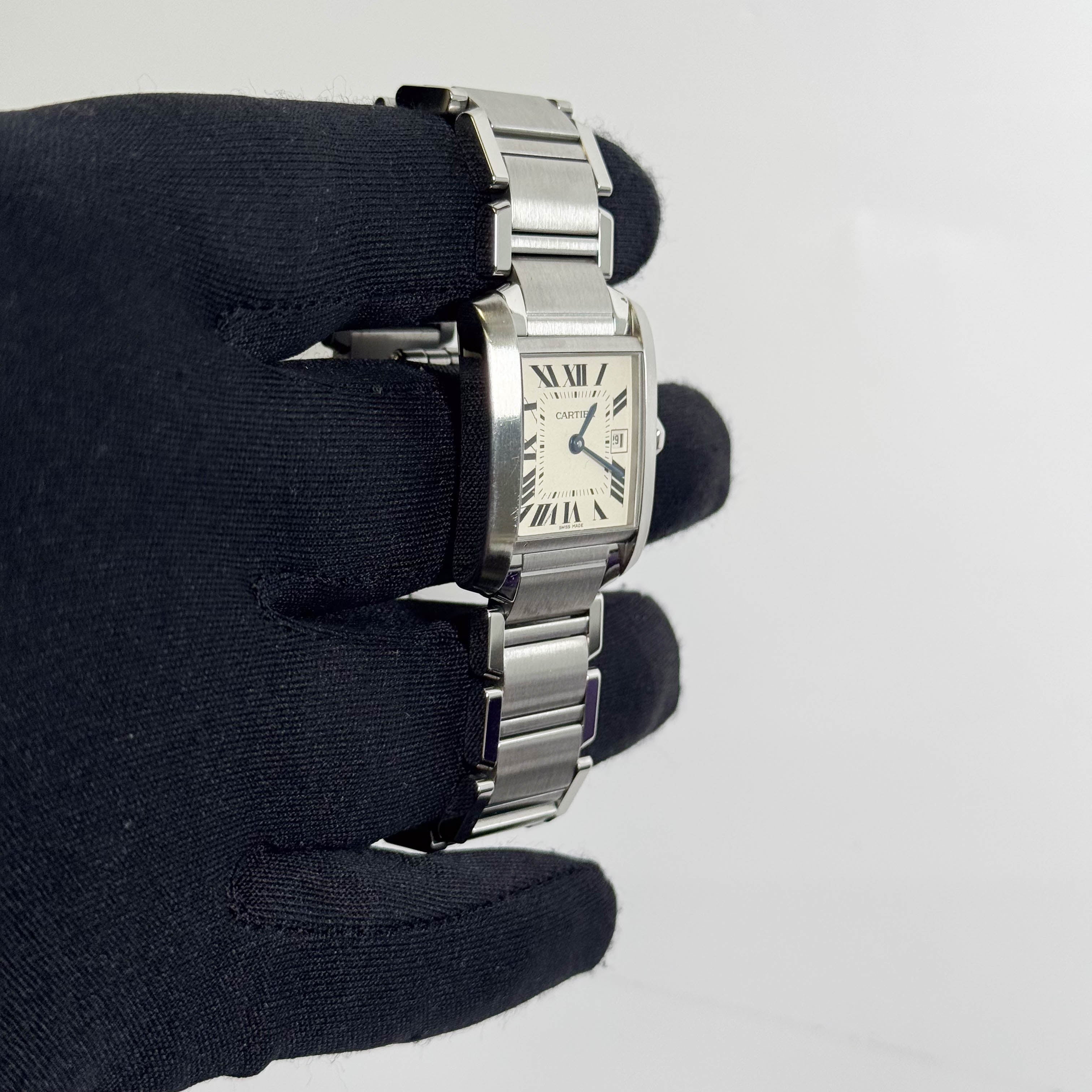 Cartier Tank Stainless Steel 25mm White/Ivory Dial Watch Ref# W51011Q3 - Happy Jewelers Fine Jewelry Lifetime Warranty