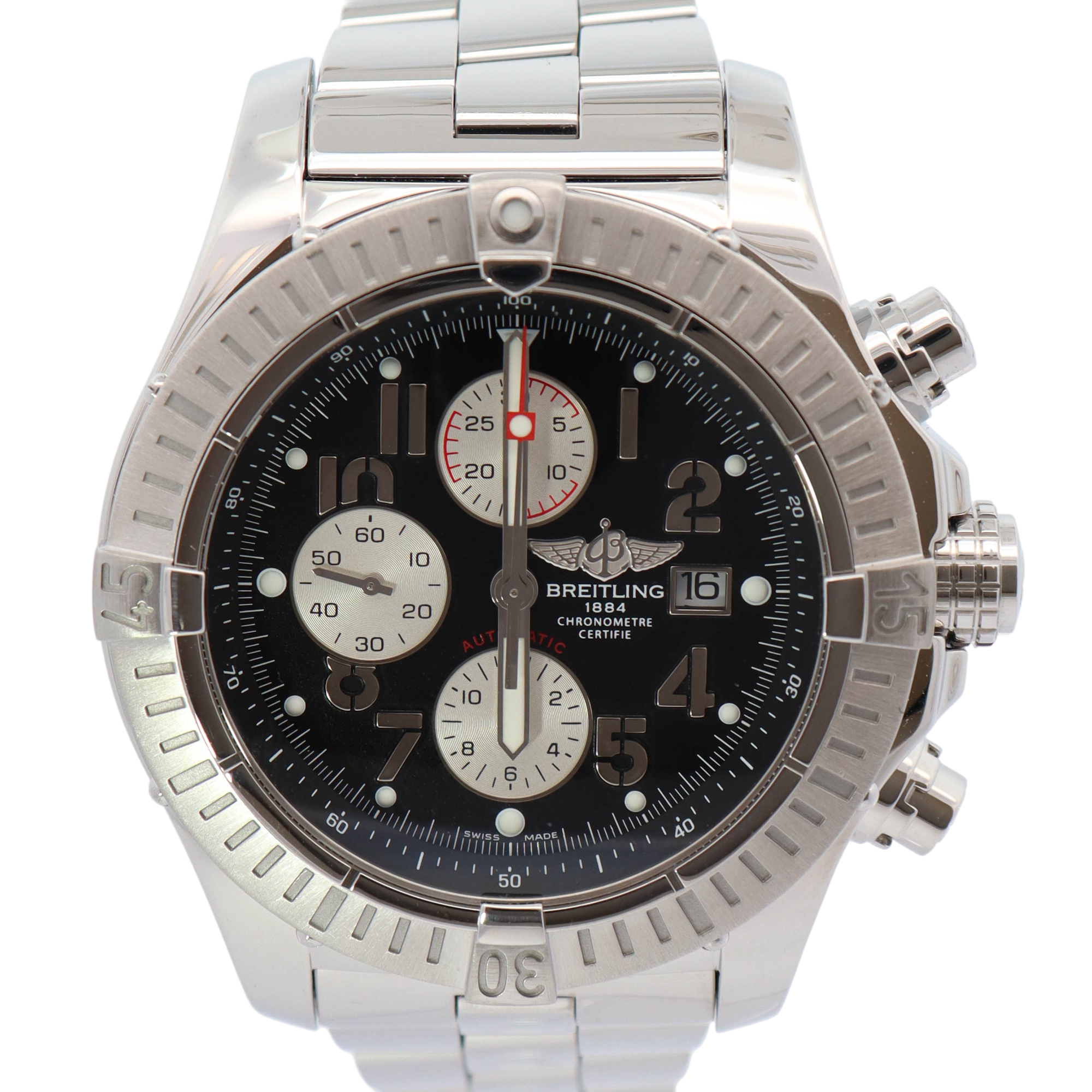 Breitling Super Avenger Stainless Steel 48.4mm Black Chronograph Dial Watch Reference#: A13370 - Happy Jewelers Fine Jewelry Lifetime Warranty
