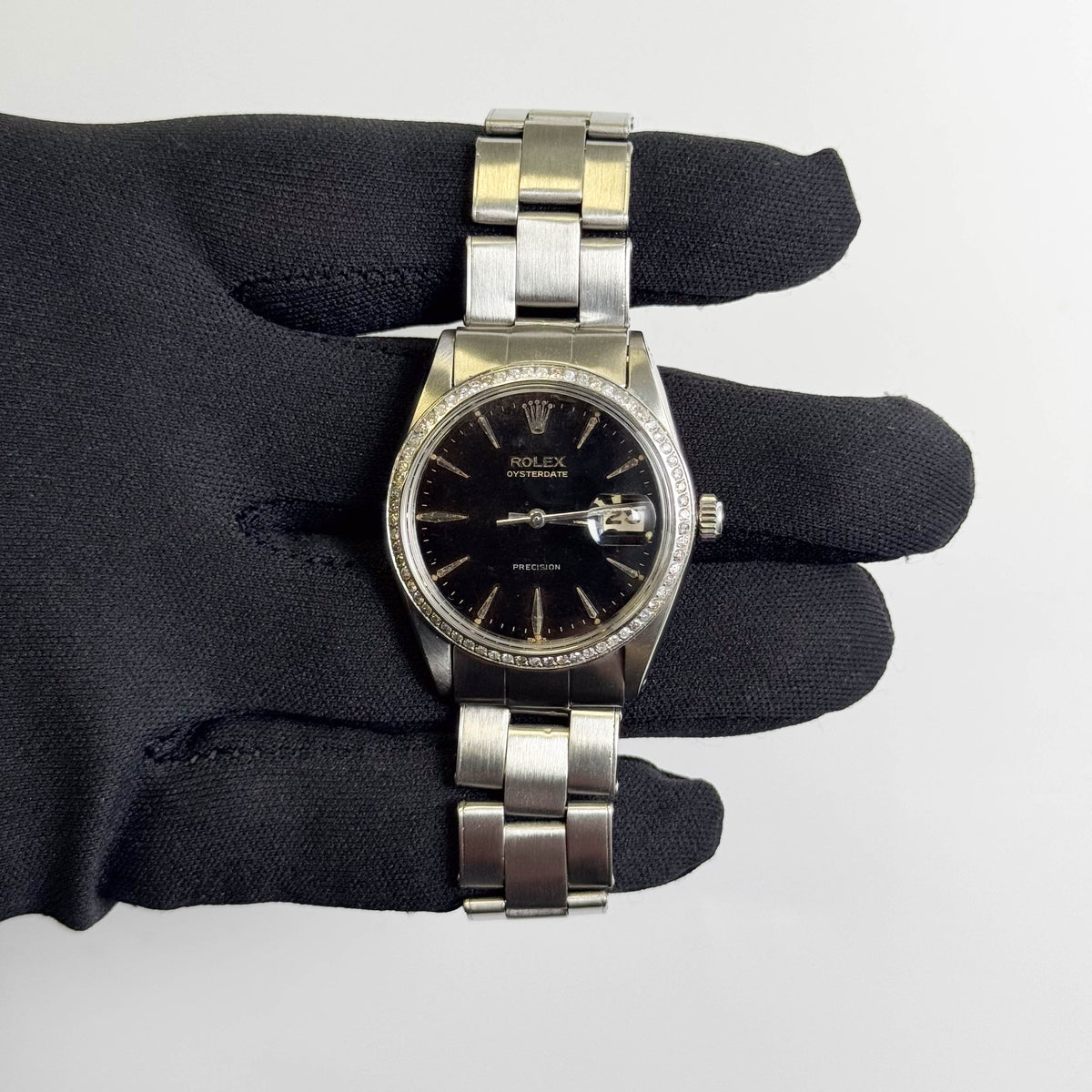 Rolex Oysterdate 34mm Black Dial Watch Ref# 6694