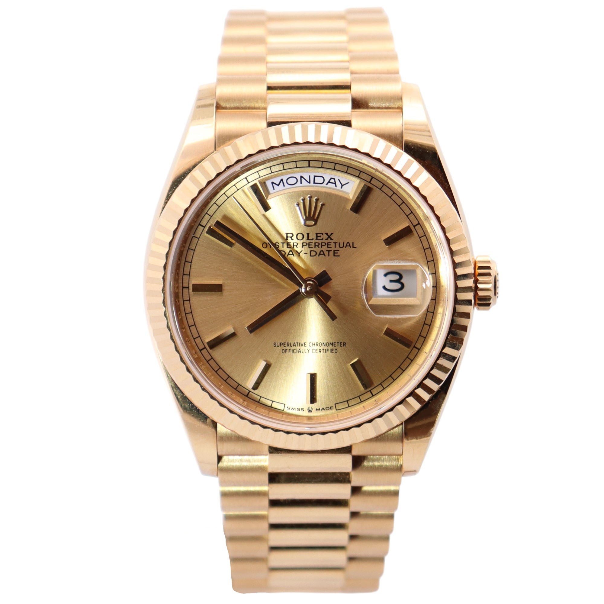 Rolex Day-Date 36mm Champagne Dial Watch Ref# 128238 - Happy Jewelers Fine Jewelry Lifetime Warranty