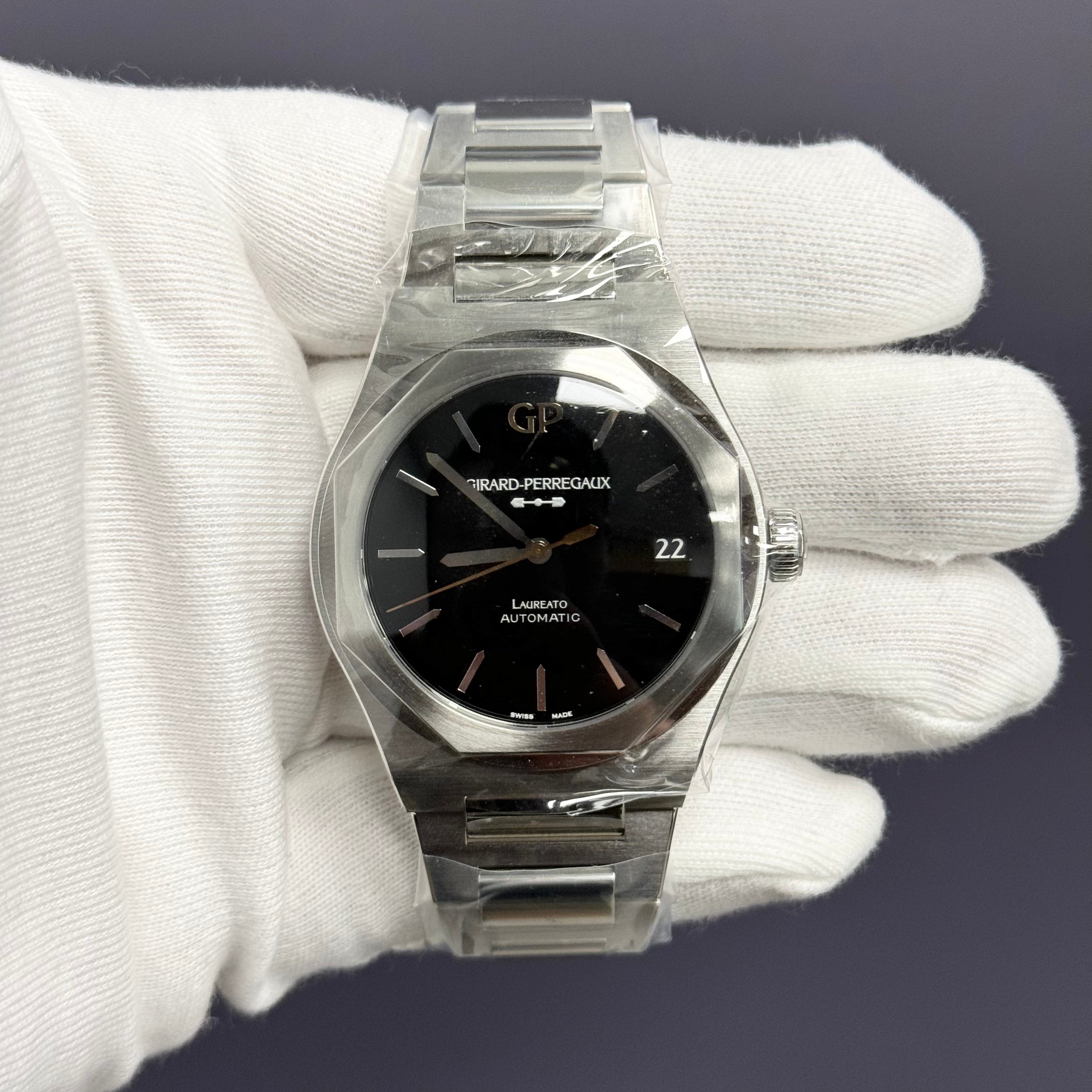 Girard Perregaux Laureato 42mm Stainless Steel Black Stick Dial Watch Ref# 81010-11-636-11A - Happy Jewelers Fine Jewelry Lifetime Warranty
