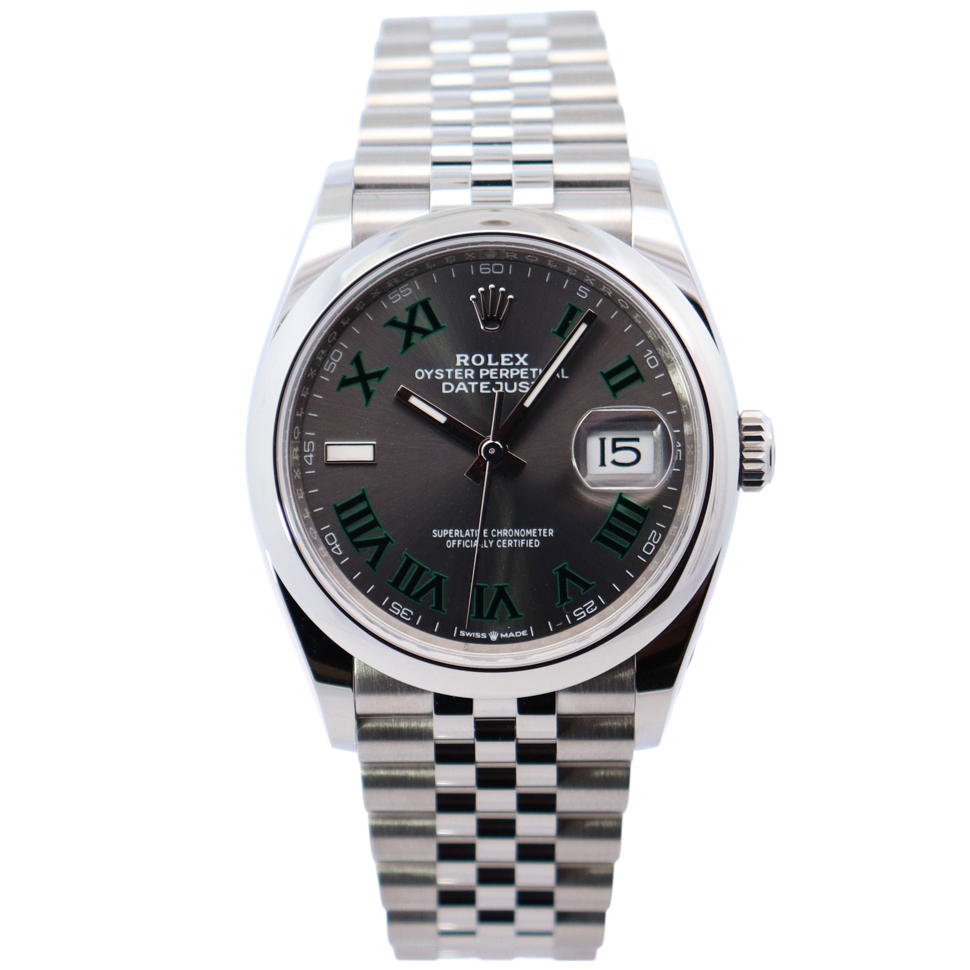 Rolex Datejust 36mm Wimbledon Dial Watch Ref# 126200 - Happy Jewelers Fine Jewelry Lifetime Warranty