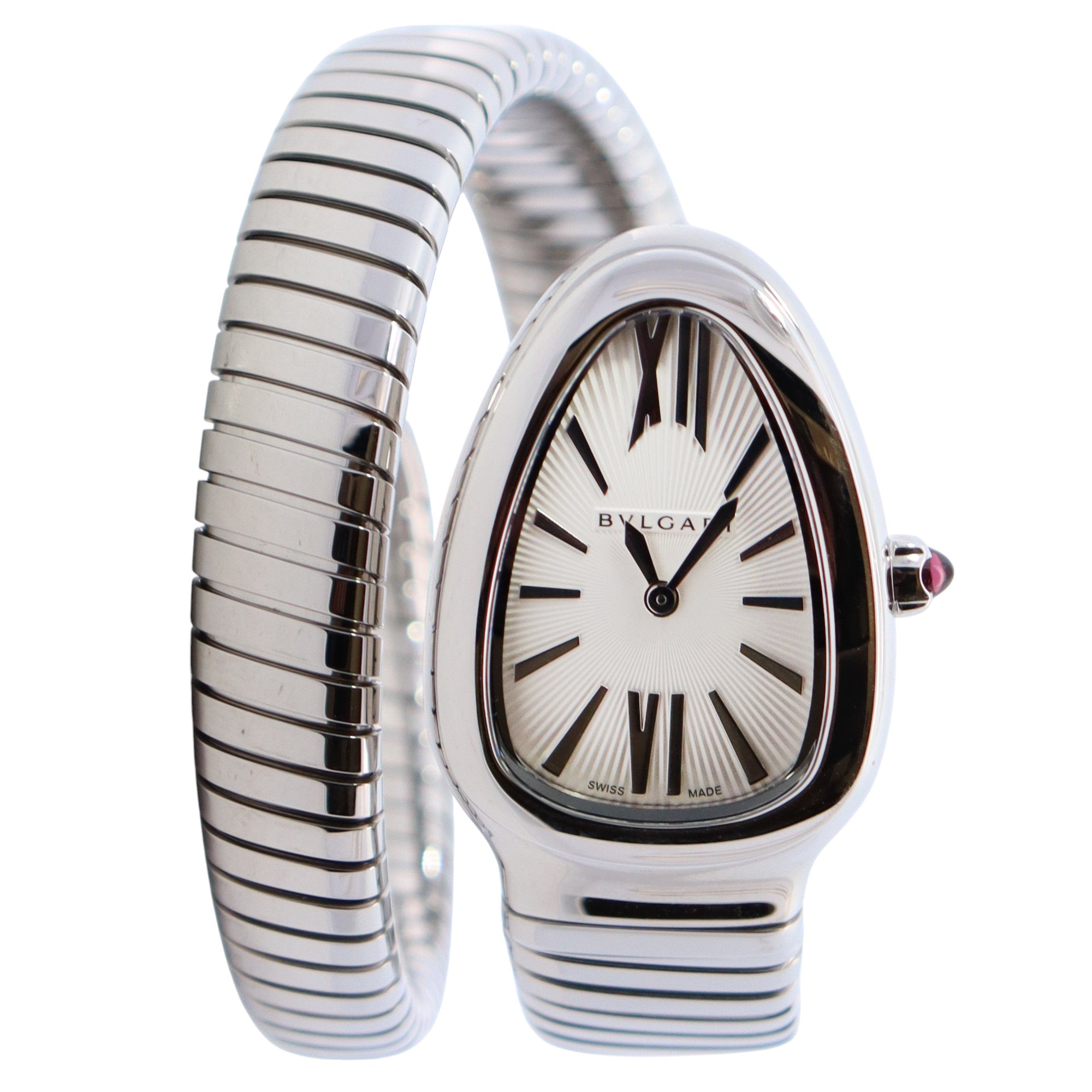 Bvlgari Serpenti 35mm Silver Dial Watch Ref# 101828 - Happy Jewelers Fine Jewelry Lifetime Warranty