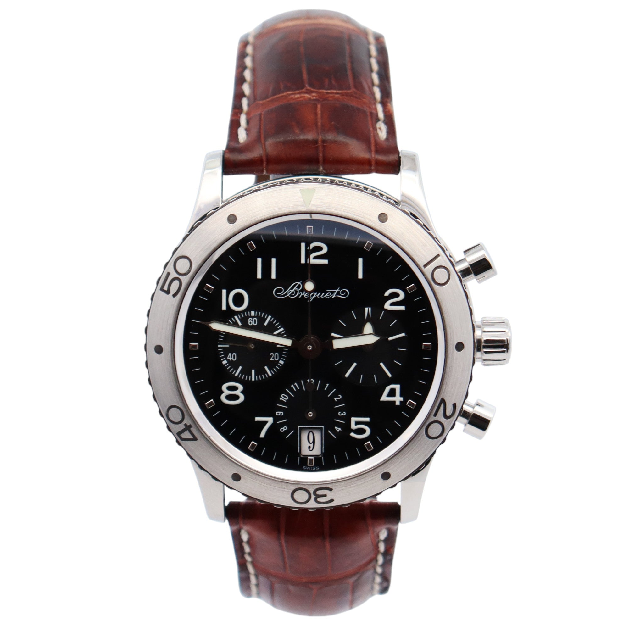 Breguet Type XX 39mm Black Dial Watch Ref# 3820ST - Happy Jewelers Fine Jewelry Lifetime Warranty