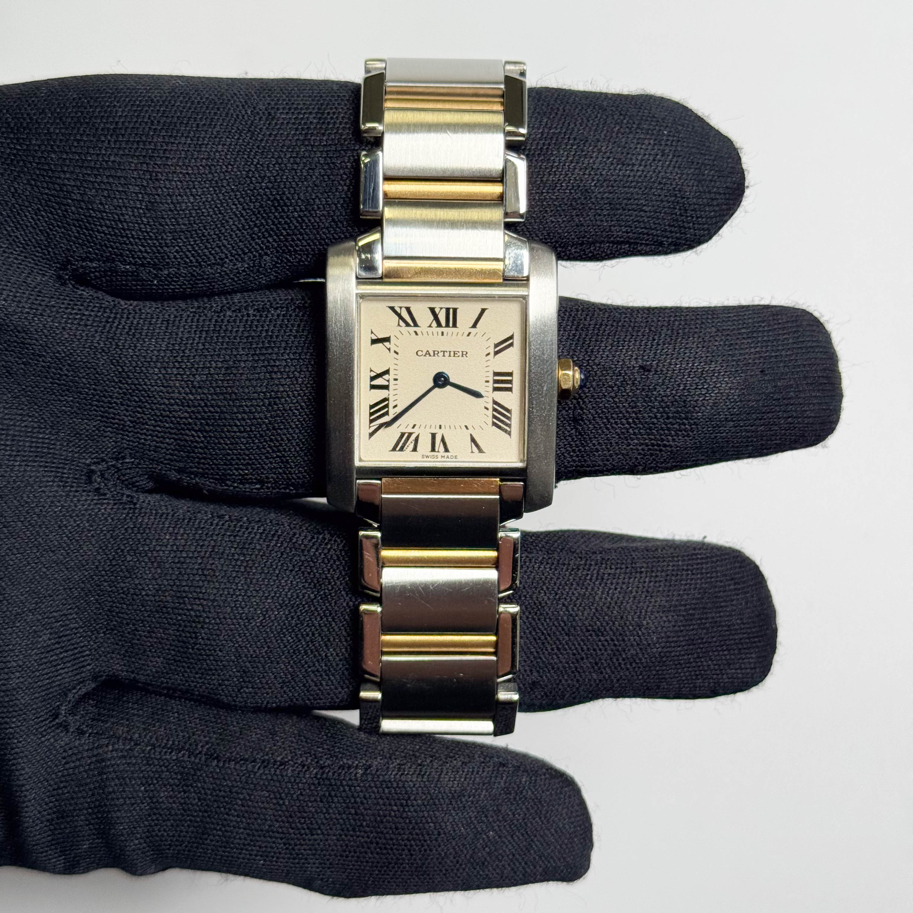 Cartier Tank Stainless Steel 25mm White Roman Dial Watch Ref# W51006Q4 - Happy Jewelers Fine Jewelry Lifetime Warranty