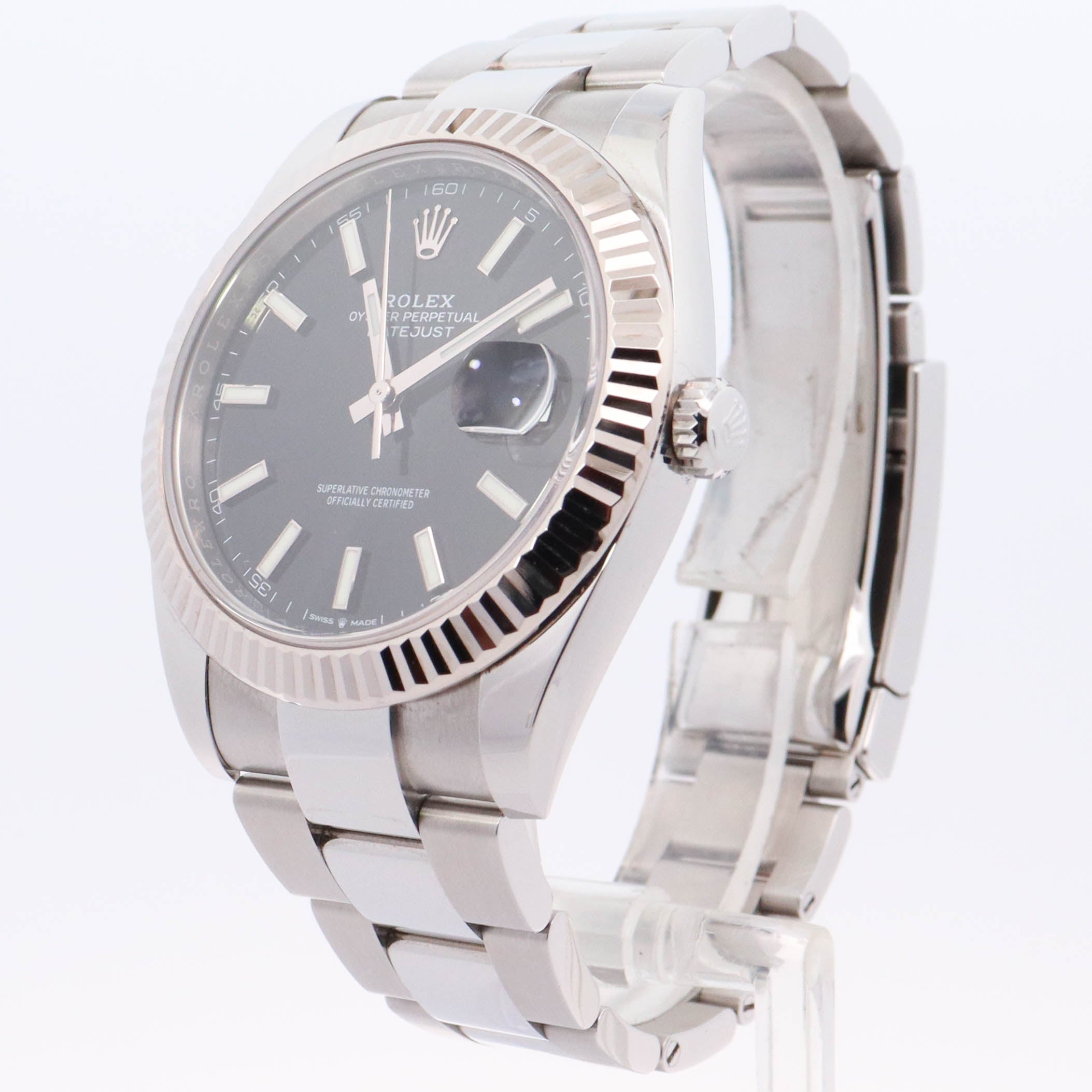 Rolex Datejust 41mm Stainless Steel Black Stick Dial Watch Reference#: 126334 - Happy Jewelers Fine Jewelry Lifetime Warranty