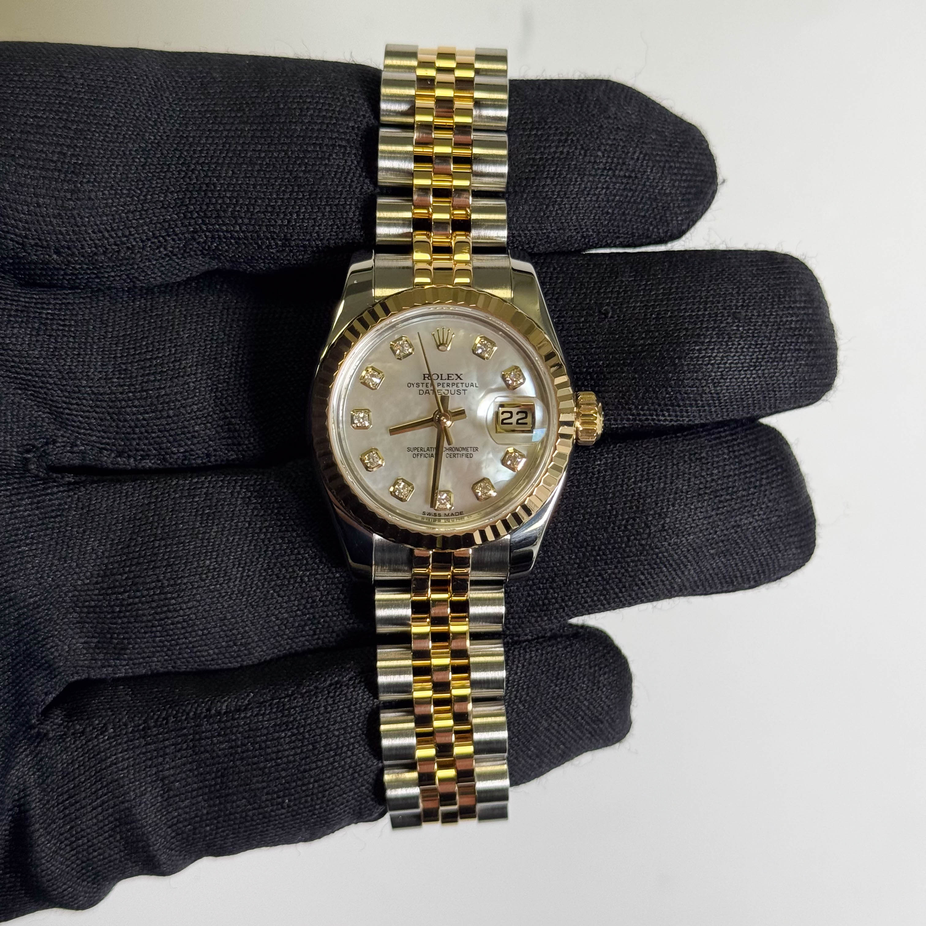 Rolex Lady Datejust 26mm MOP Diamond Dial Watch Ref# 179173 - Happy Jewelers Fine Jewelry Lifetime Warranty