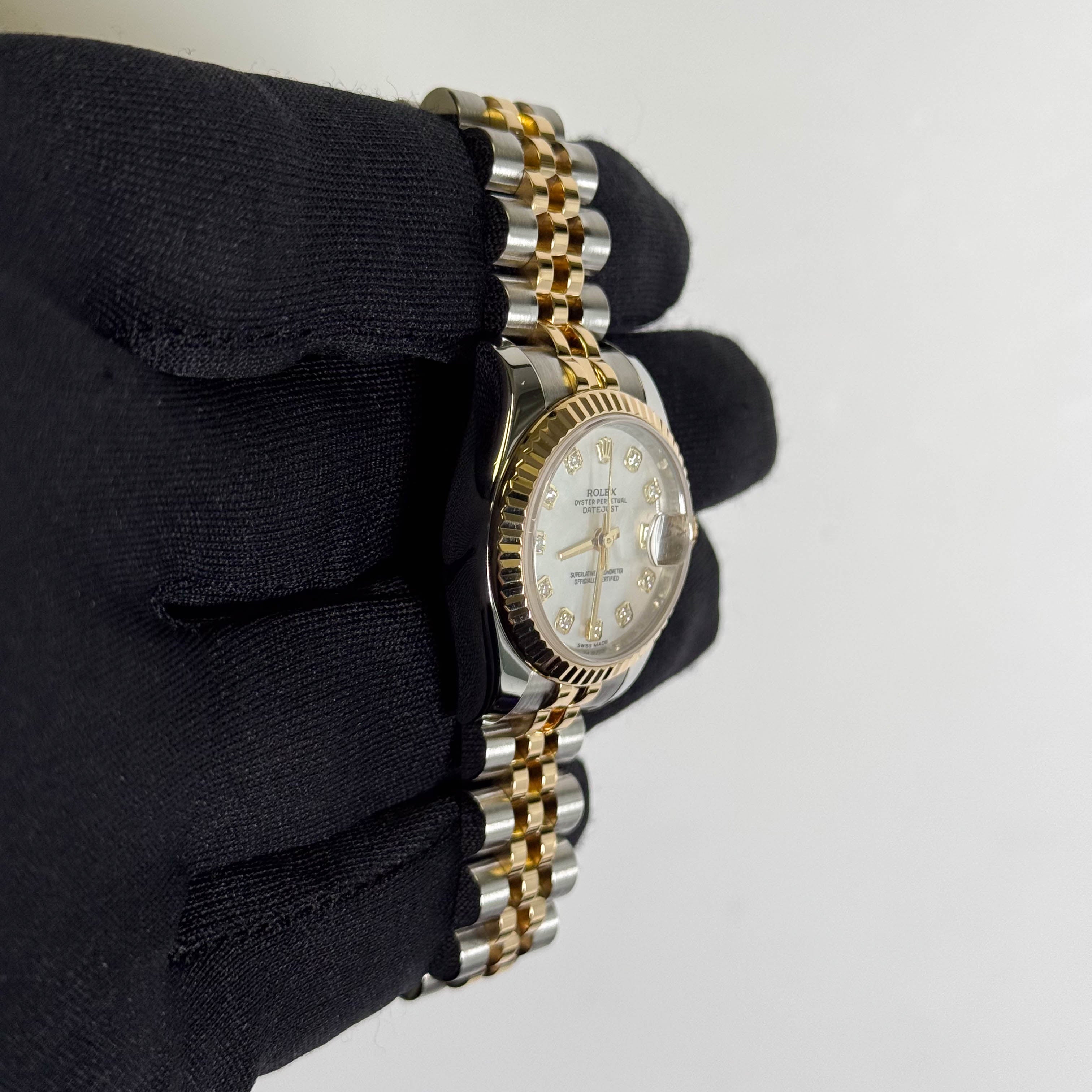Rolex Lady Datejust 26mm MOP Diamond Dial Watch Ref# 179173 - Happy Jewelers Fine Jewelry Lifetime Warranty