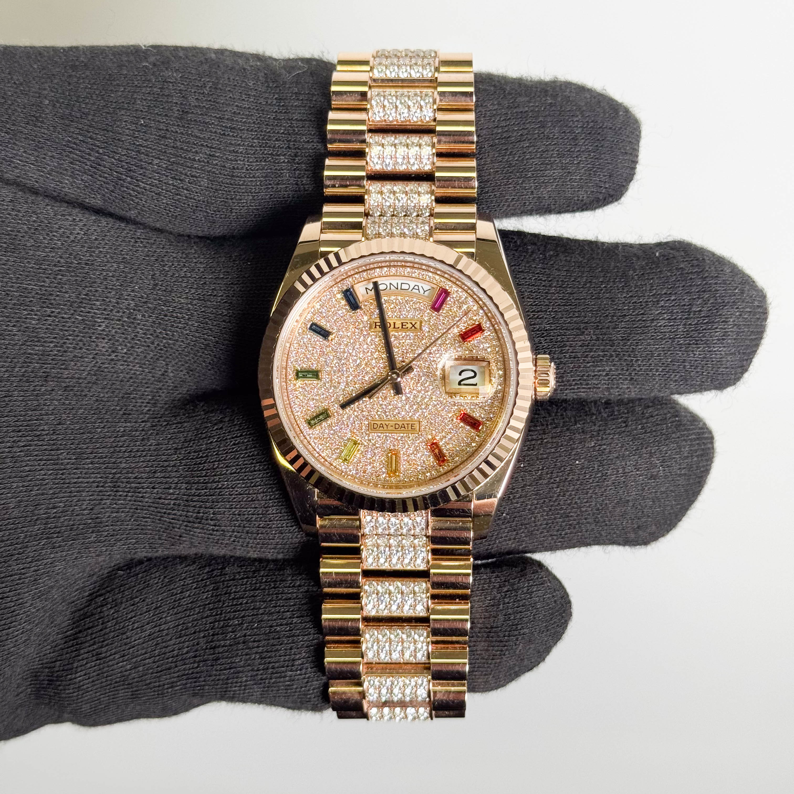 Rolex Day-Date 36mm Pave Dial Watch Ref# 128235