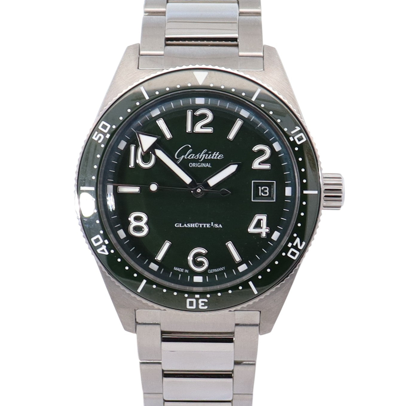 Glashutte Sea Q 39.5mm Green Dial Watch Ref# 1-39-11-13-83-70 - Happy Jewelers Fine Jewelry Lifetime Warranty