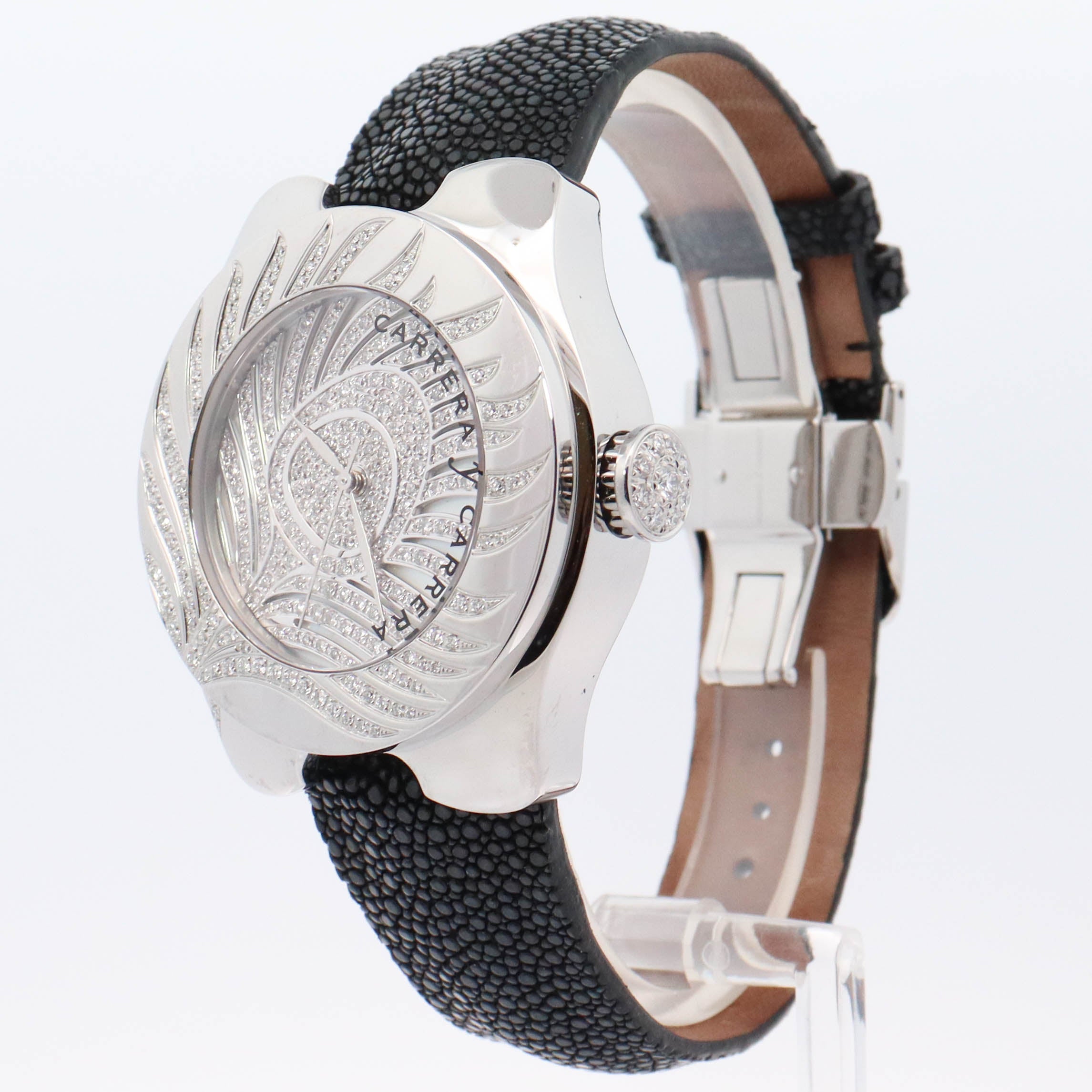 Carrera y Carrera Pearl Peacock Avalon Stainless Steel 41mm MOP Pave Diamond Dial Watch - Happy Jewelers Fine Jewelry Lifetime Warranty