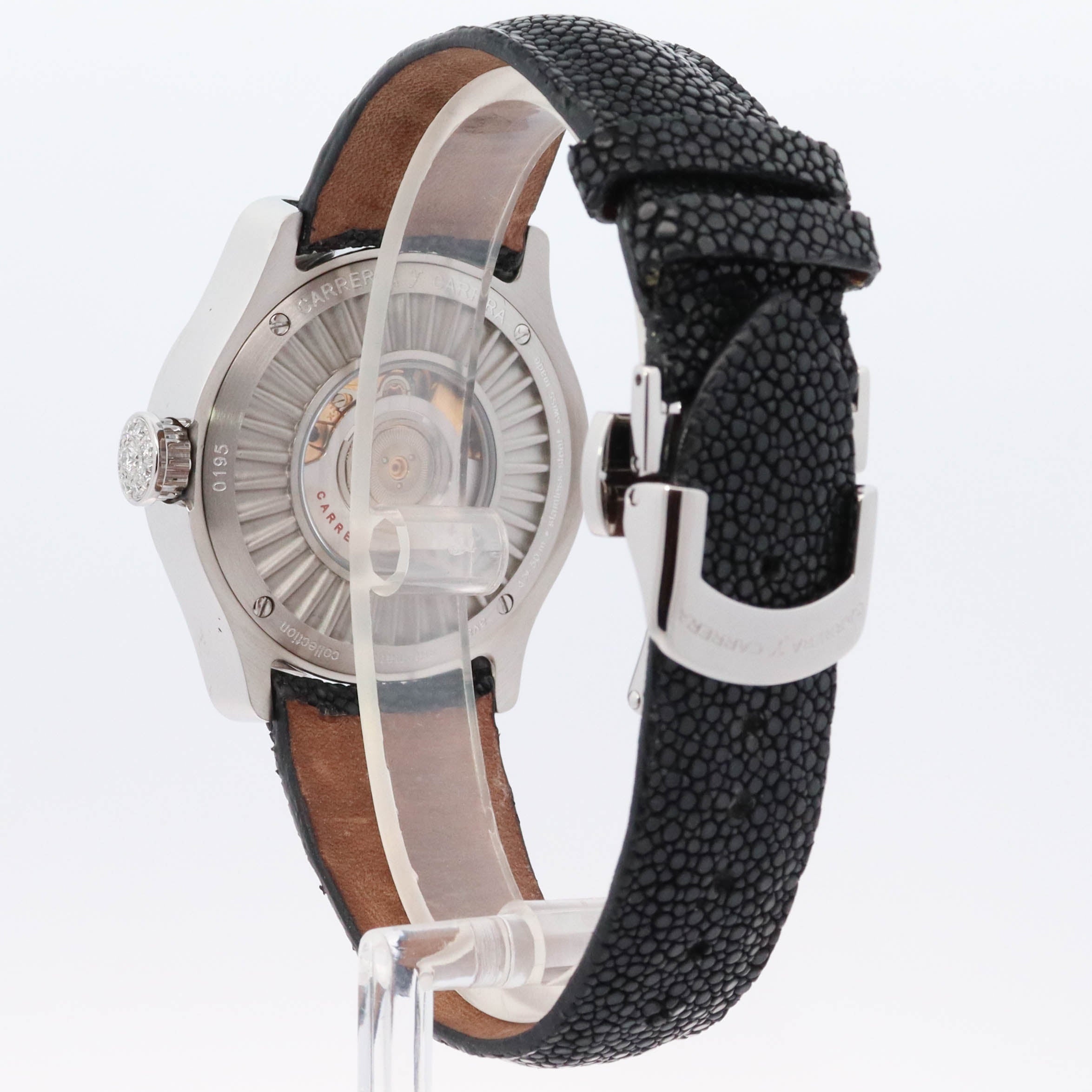 Carrera y Carrera Pearl Peacock Avalon Stainless Steel 41mm MOP Pave Diamond Dial Watch - Happy Jewelers Fine Jewelry Lifetime Warranty