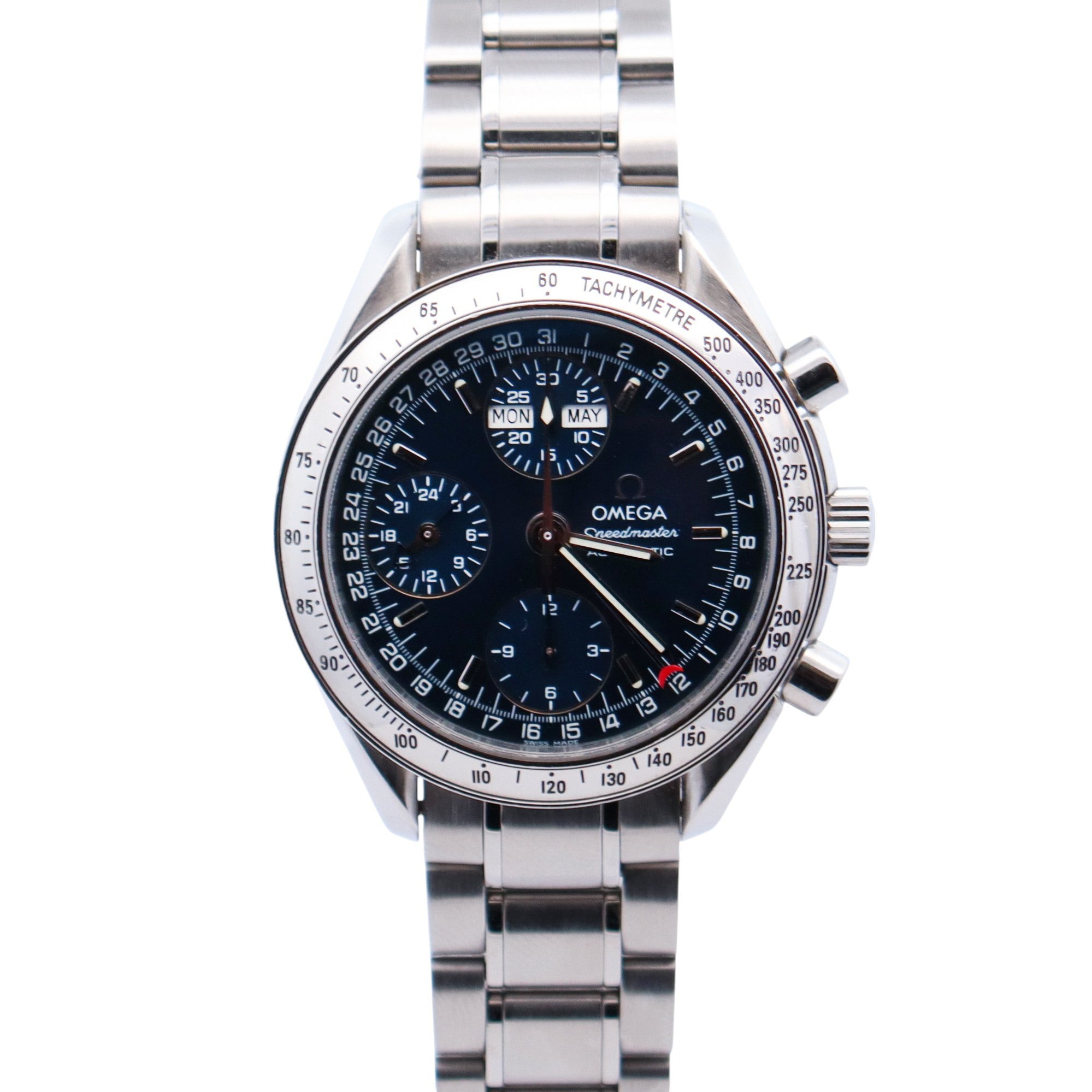 Omega Speedmaster 38mm Blue Dial Watch Ref# 3523.80.00 - Happy Jewelers Fine Jewelry Lifetime Warranty