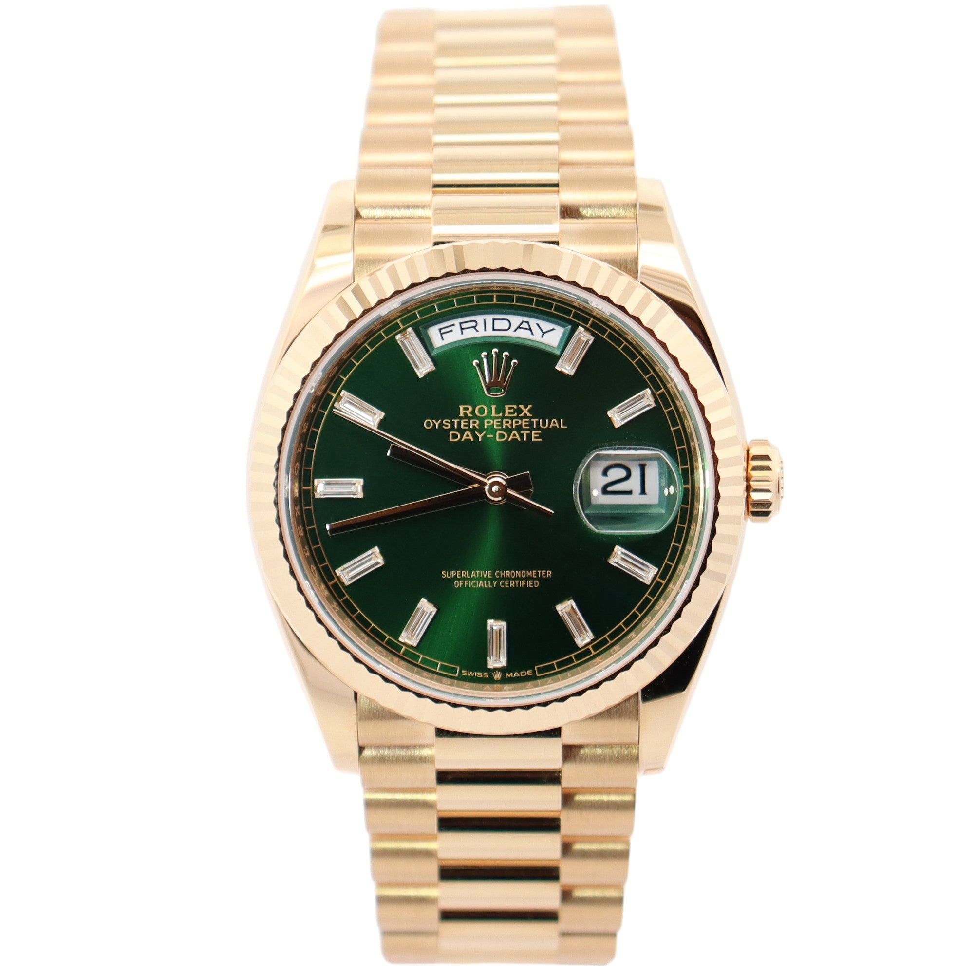 Rolex Day-Date 36mm Green Dial Watch Ref# 128238 - Happy Jewelers Fine Jewelry Lifetime Warranty