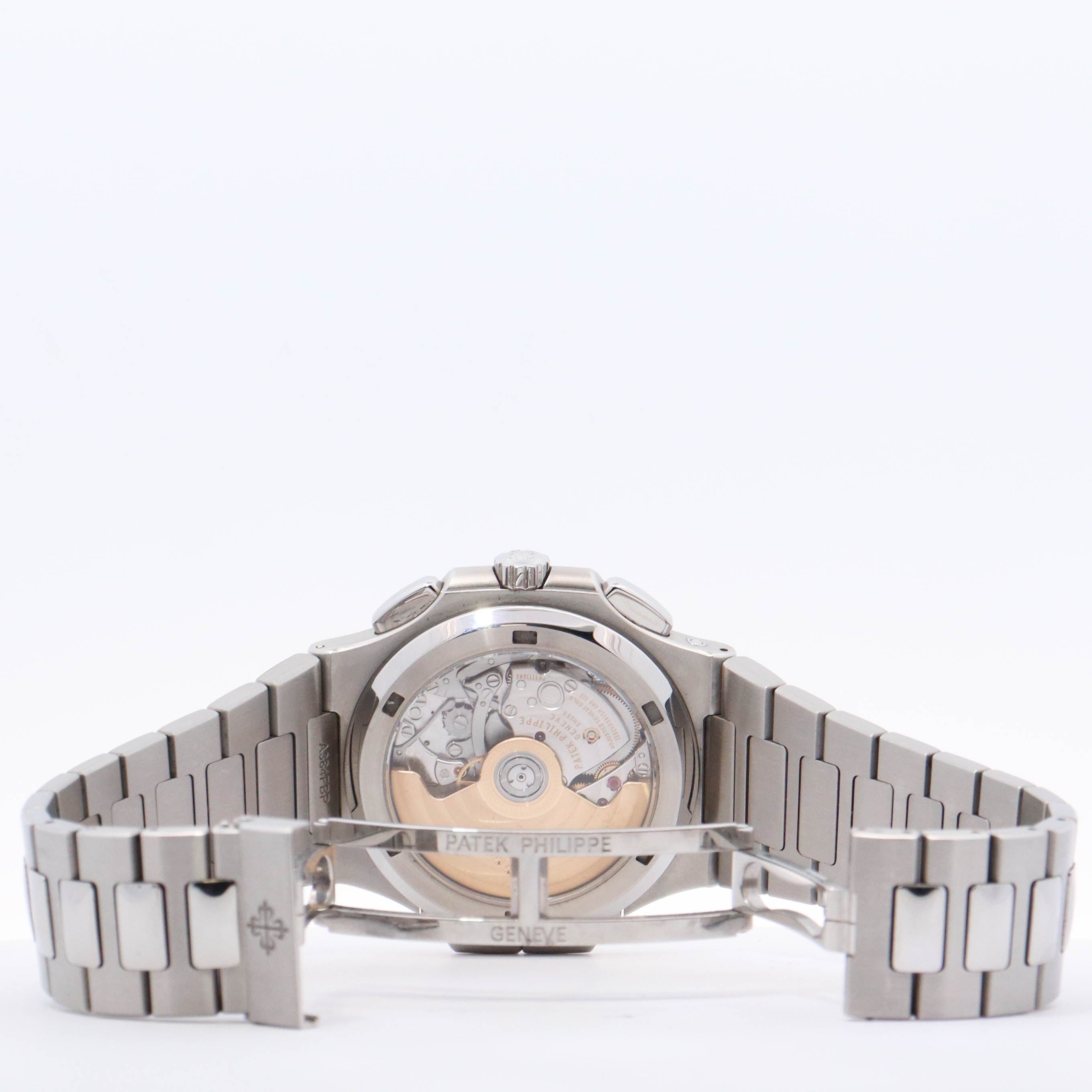 Patek Philippe Nautilus Travel Time 40.5mm Stainless Steel Black Gradated Chronograph Dial Watch Reference# 5990/A1-001 - Happy Jewelers Fine Jewelry Lifetime Warranty