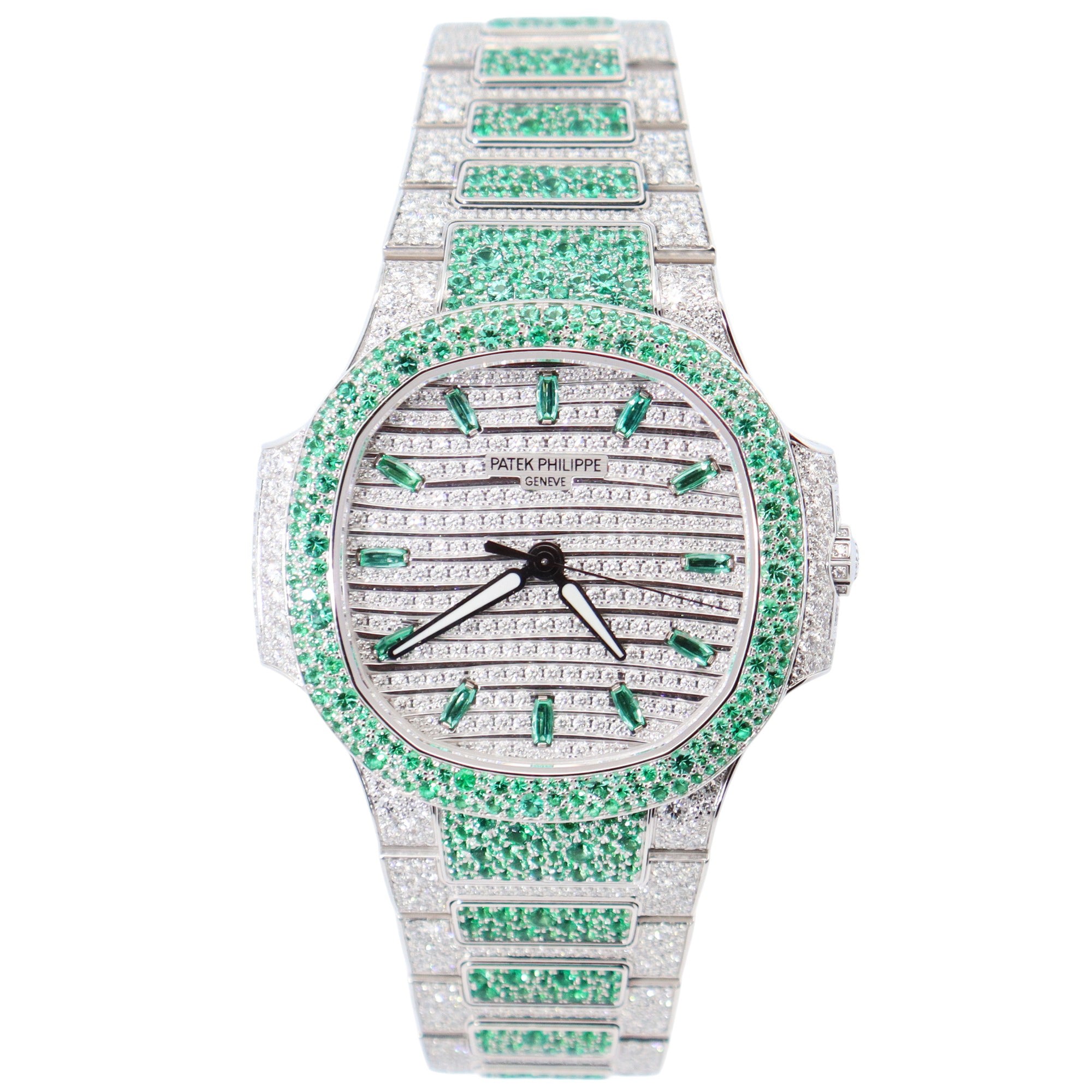 Patek Philippe Nautilus 35mm Pave Dial Watch Ref# 7118/1453G - Happy Jewelers Fine Jewelry Lifetime Warranty