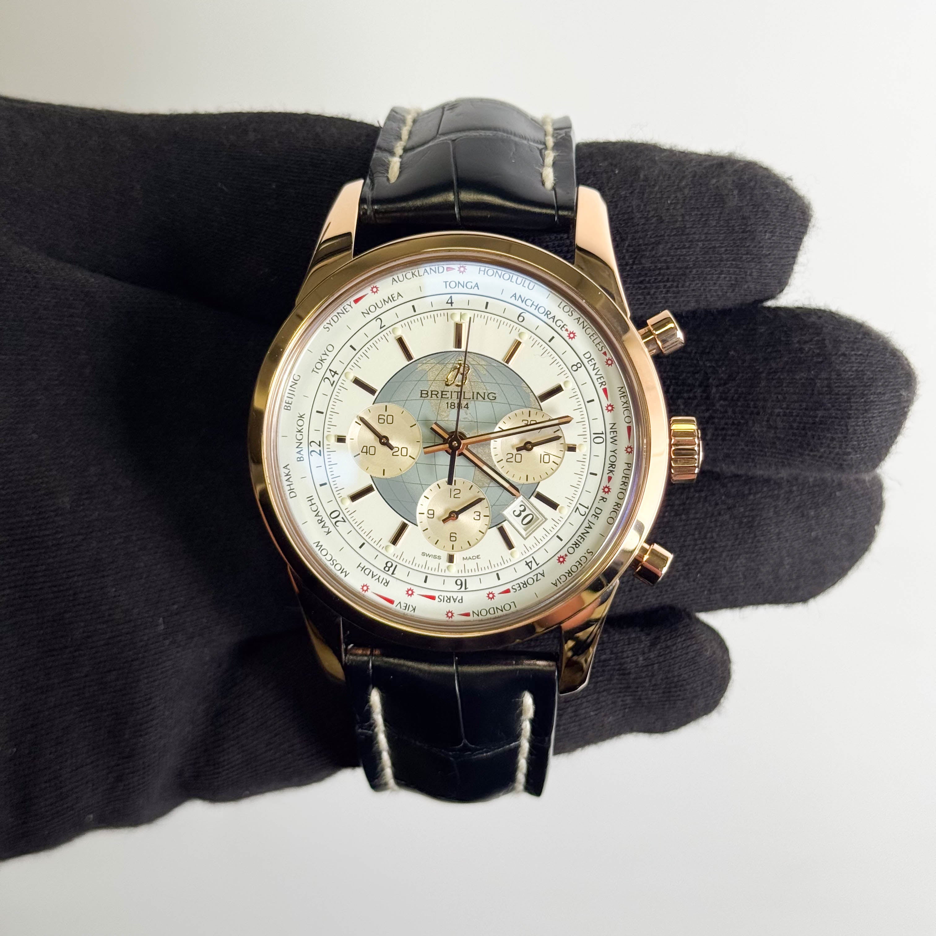 Bretling Transocean Unitime 46mm White Dial Watch Ref# RB0510