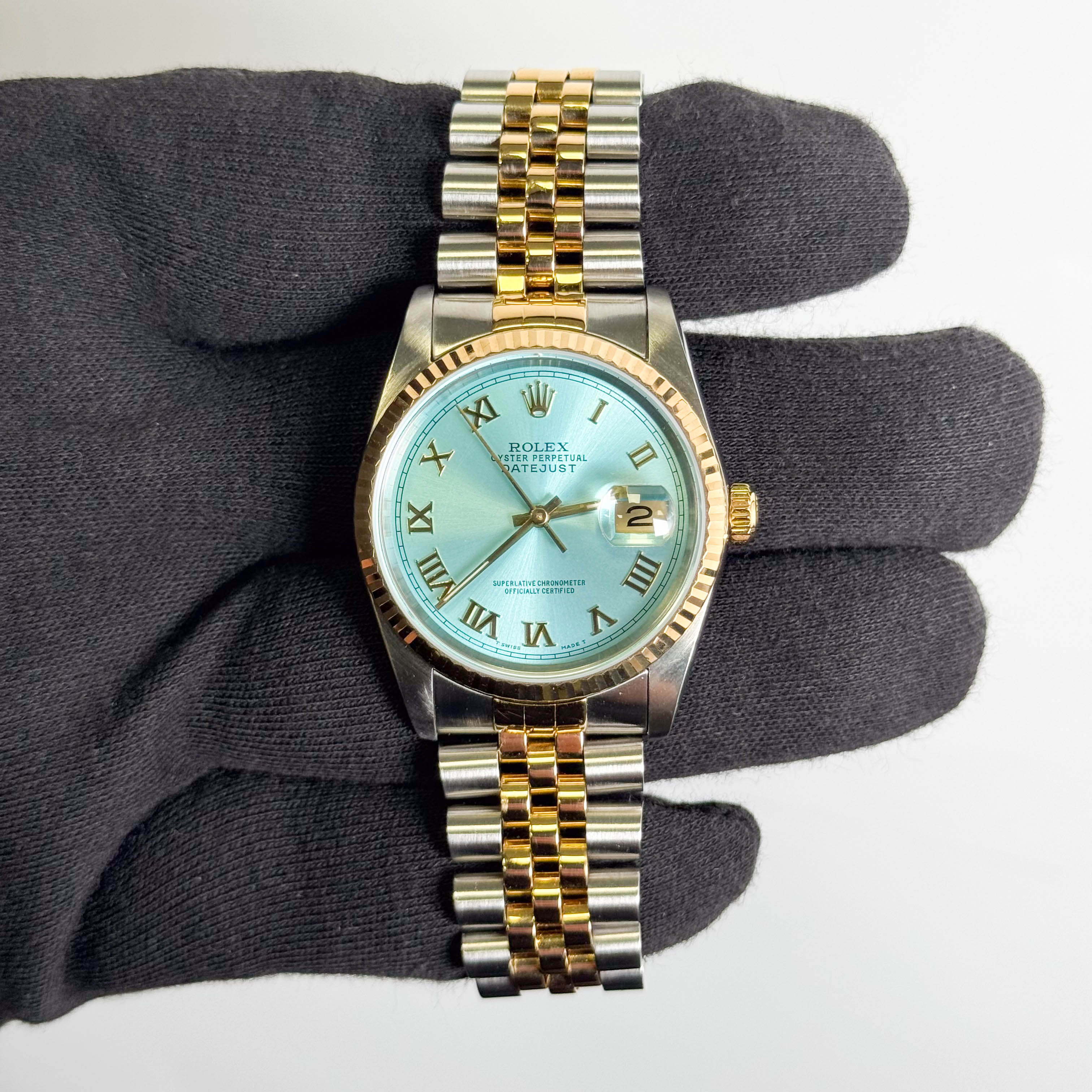 Rolex Datejust 36mm Custom Ice Blue Dial Watch Ref# 16233