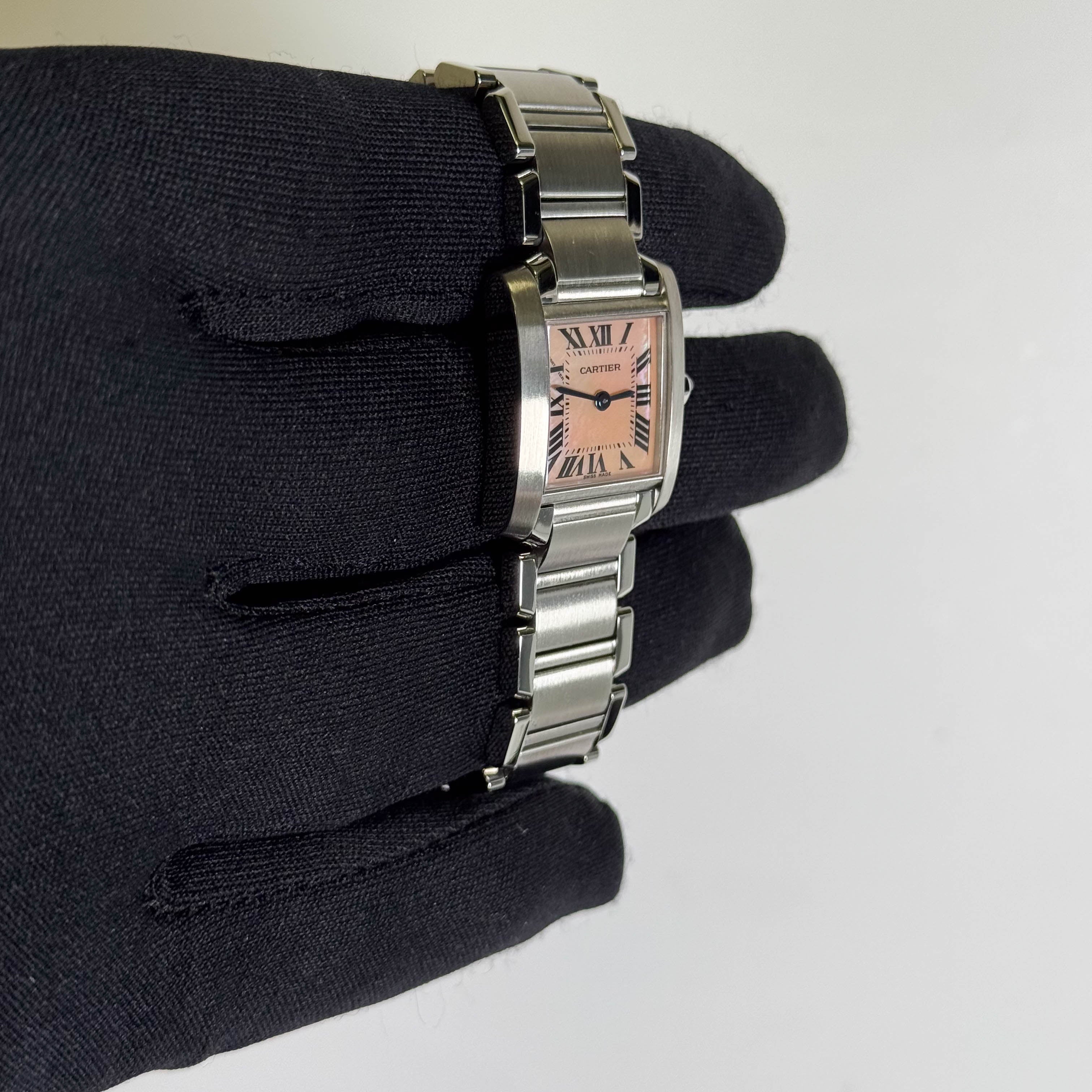 Cartier Tank Francaise 20mm Pink MOP Dial Watch Ref# W51028Q3