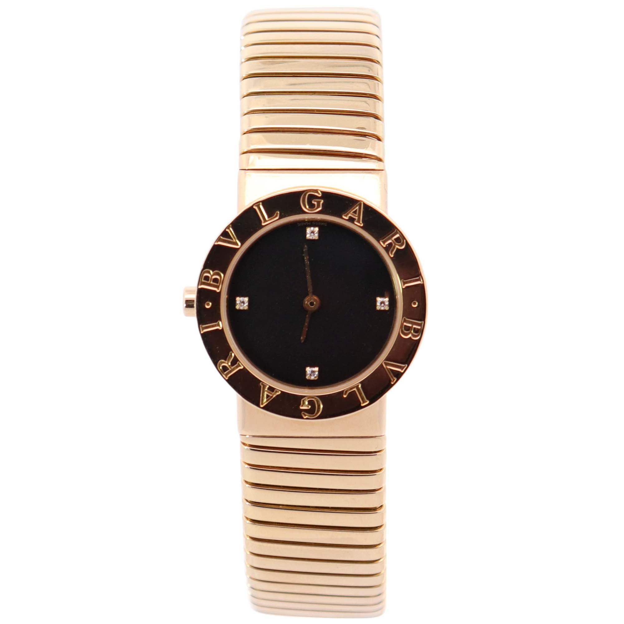 Bvlgari Tubagos 26mm Black Dial Watch Ref# BB262T - Happy Jewelers Fine Jewelry Lifetime Warranty