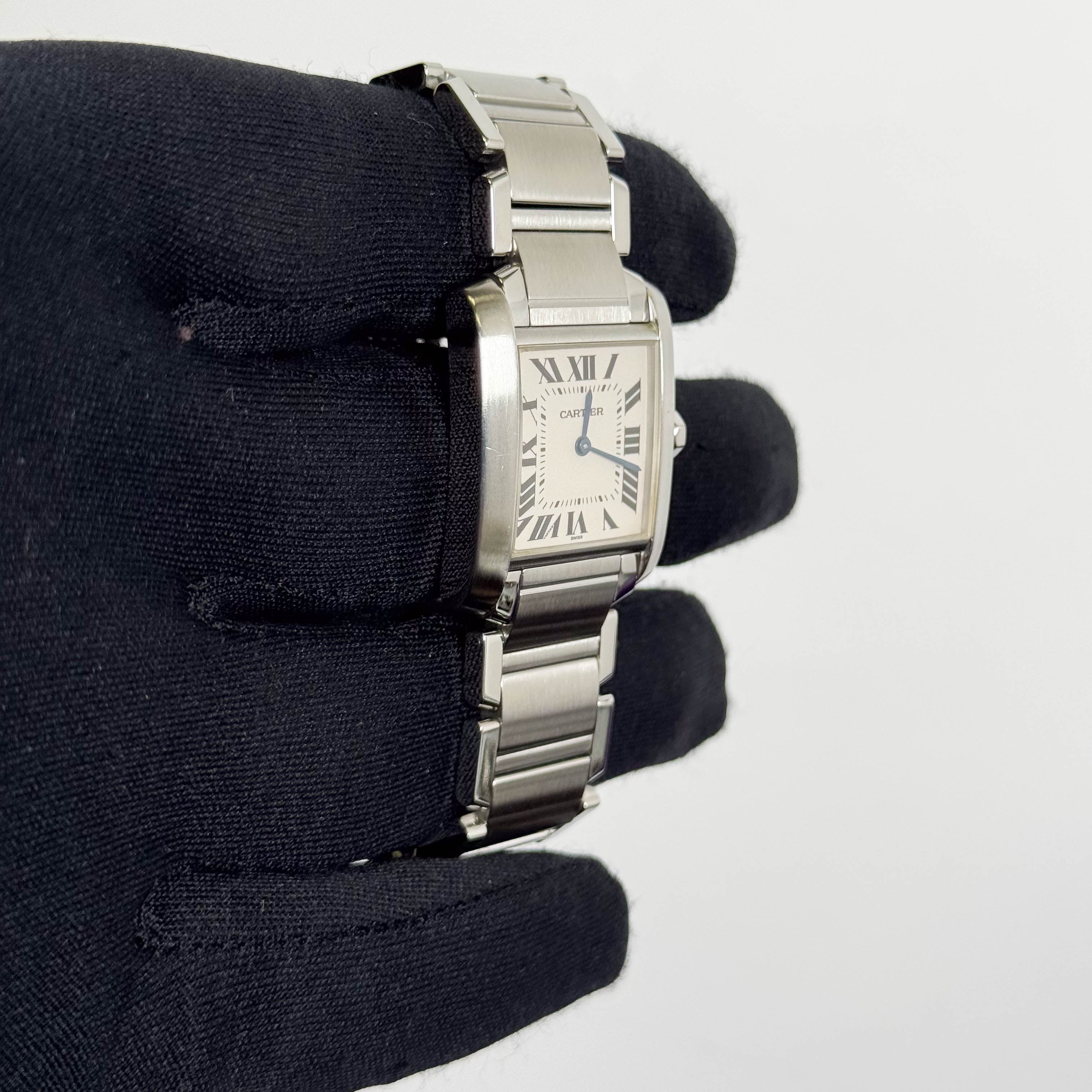 Cartier Tank Stainless Steel 25mm White/Ivory Dial Watch Ref# W51011Q3 - Happy Jewelers Fine Jewelry Lifetime Warranty