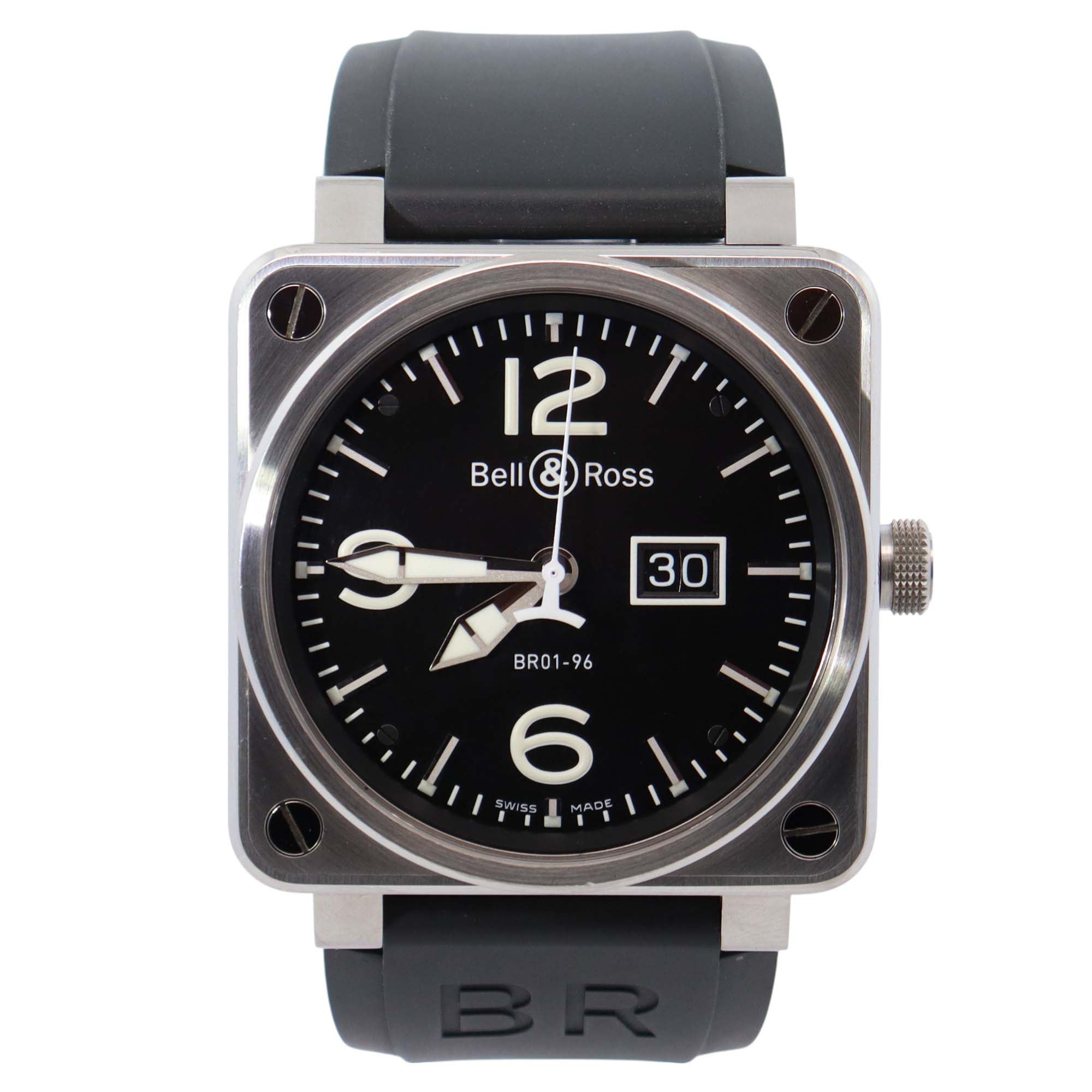 Bell & Ross BR01-96 46mm Black Dial Watch Ref# BR01-96 - Happy Jewelers Fine Jewelry Lifetime Warranty