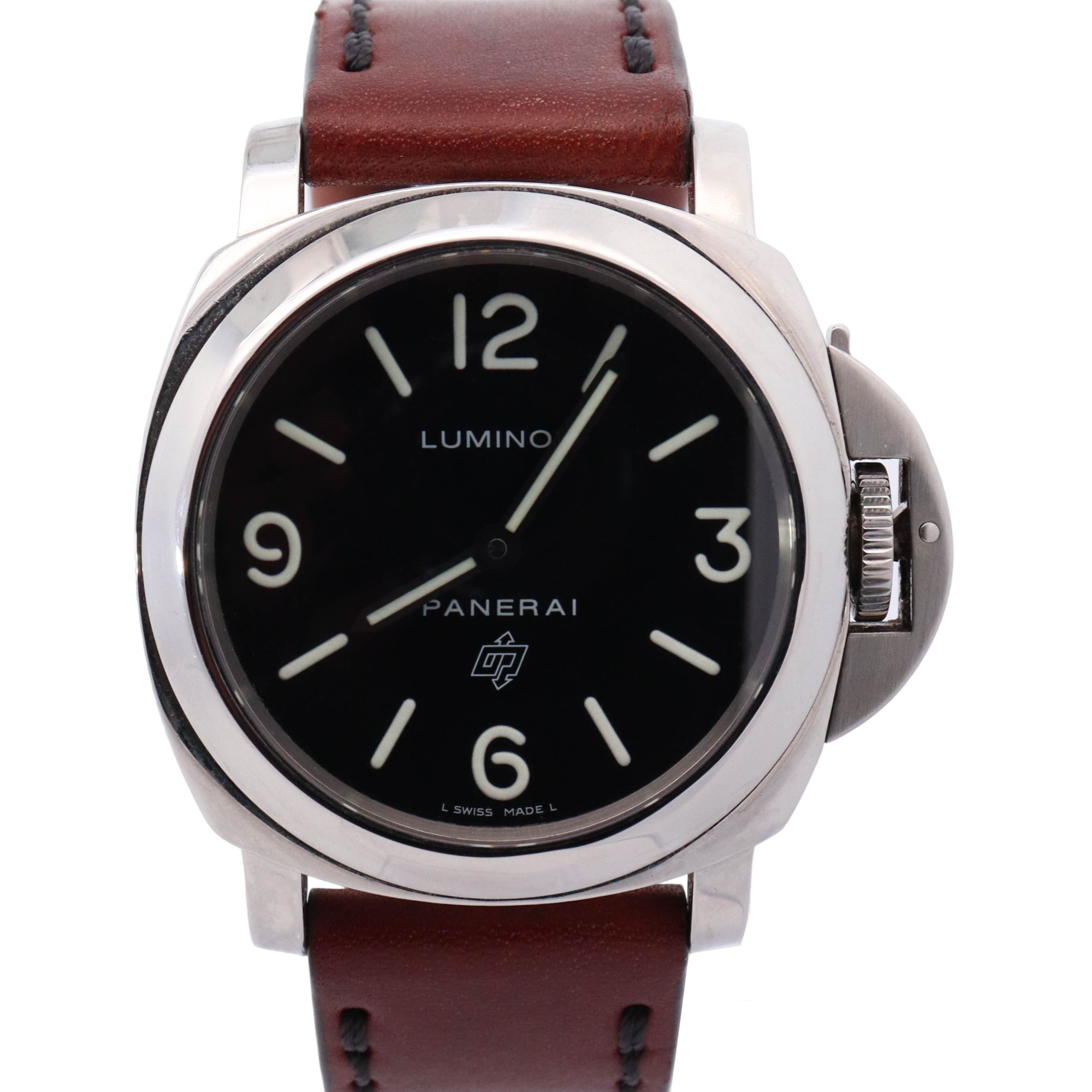 Panerai Luminor 44mm Stainless Steel Black Stick & Arabic Dial Watch Reference# PAM0000 - Happy Jewelers Fine Jewelry Lifetime Warranty