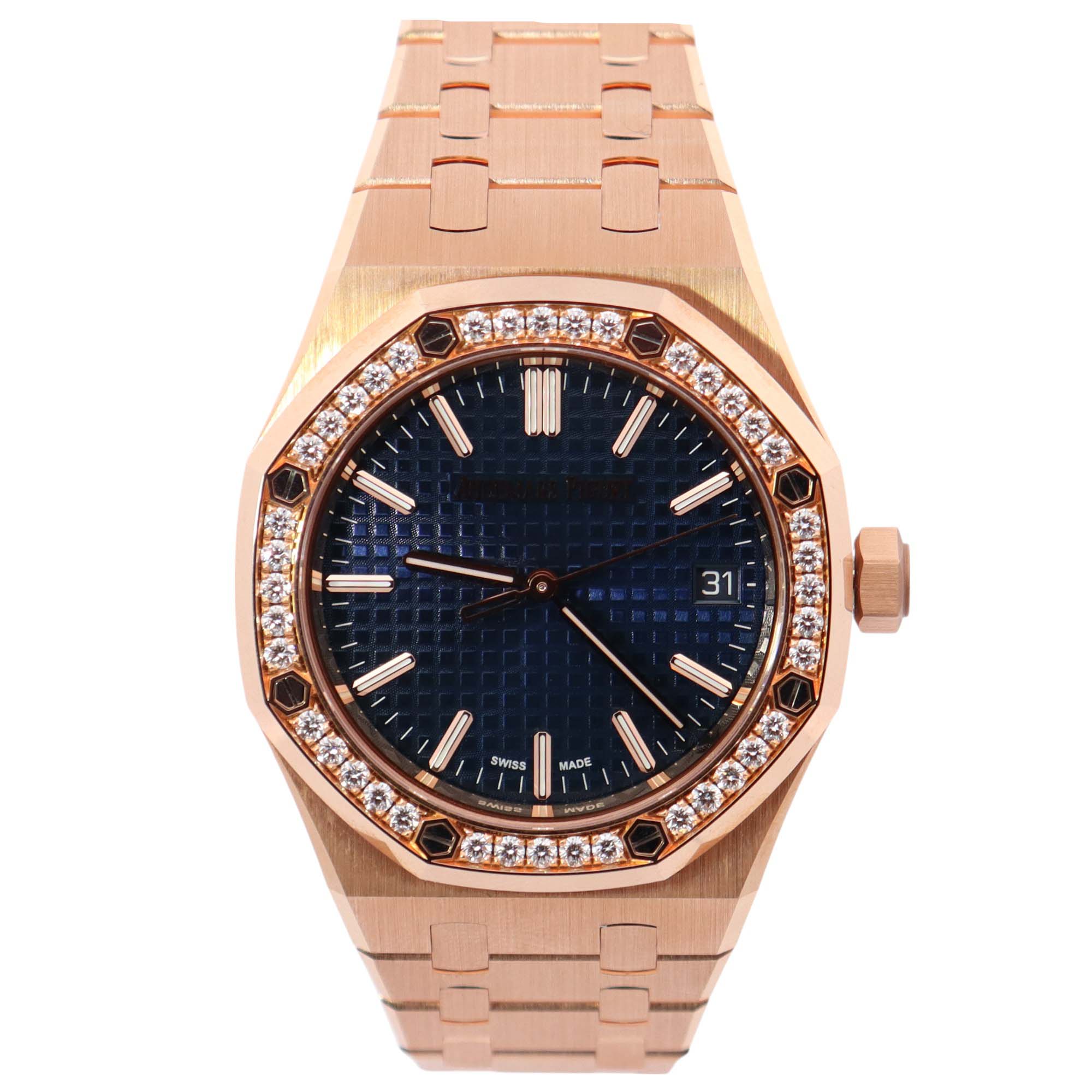 Audemars Piguet Royal Oak 37mm Blue Dial Watch Ref# 15551OR.ZZ.1356OR.02 - Happy Jewelers Fine Jewelry Lifetime Warranty