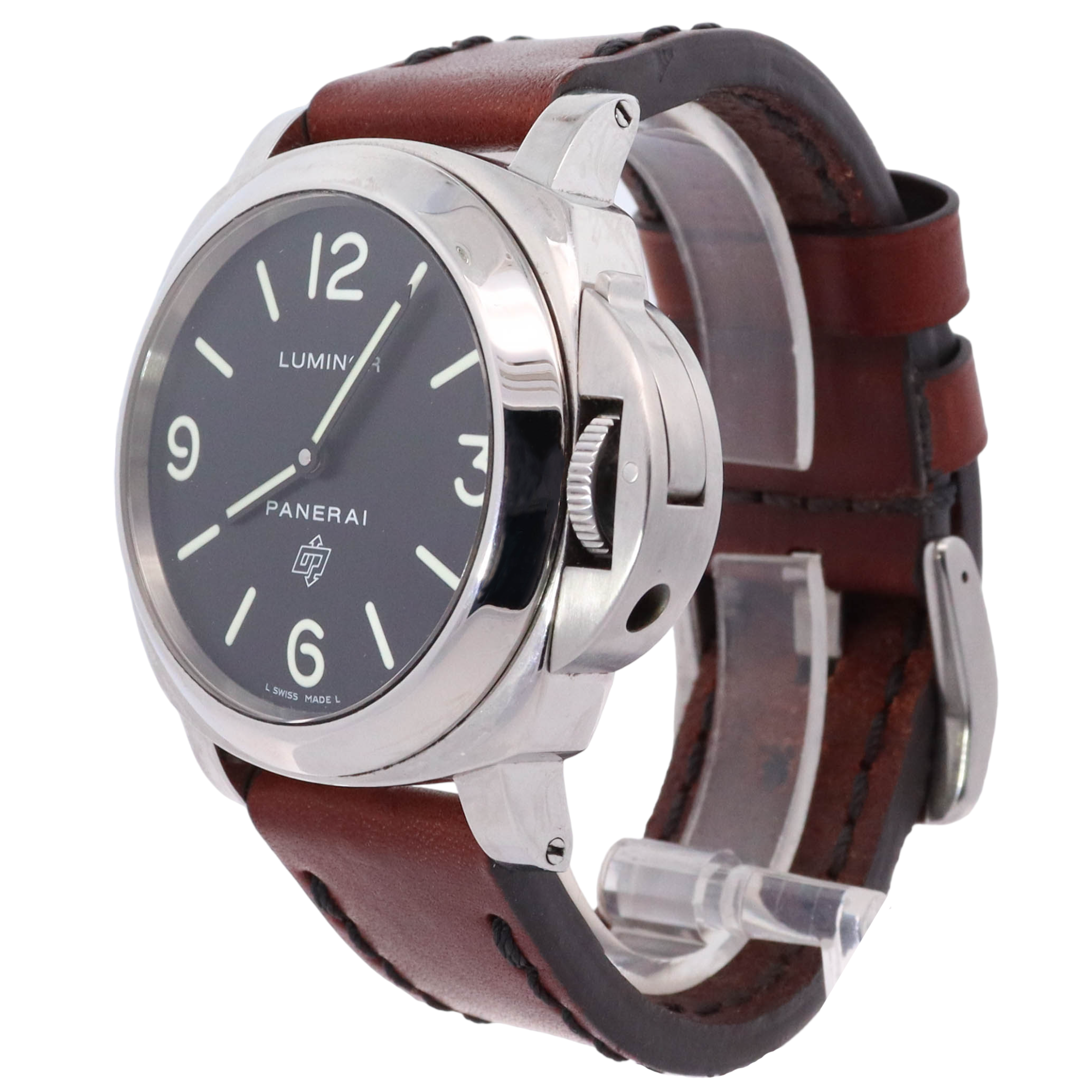 Panerai Luminor 44mm Stainless Steel Black Stick & Arabic Dial Watch Reference# PAM0000 - Happy Jewelers Fine Jewelry Lifetime Warranty