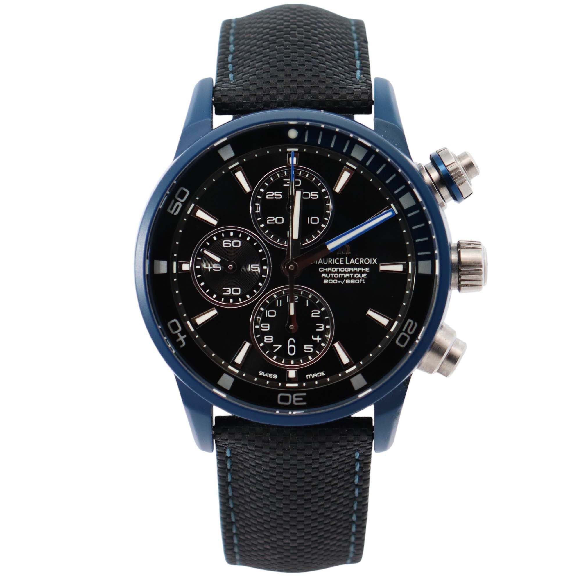 Maurice Lacroix 43mm Black Dial Watch Ref# PT6028-ALB11-331 - Happy Jewelers Fine Jewelry Lifetime Warranty