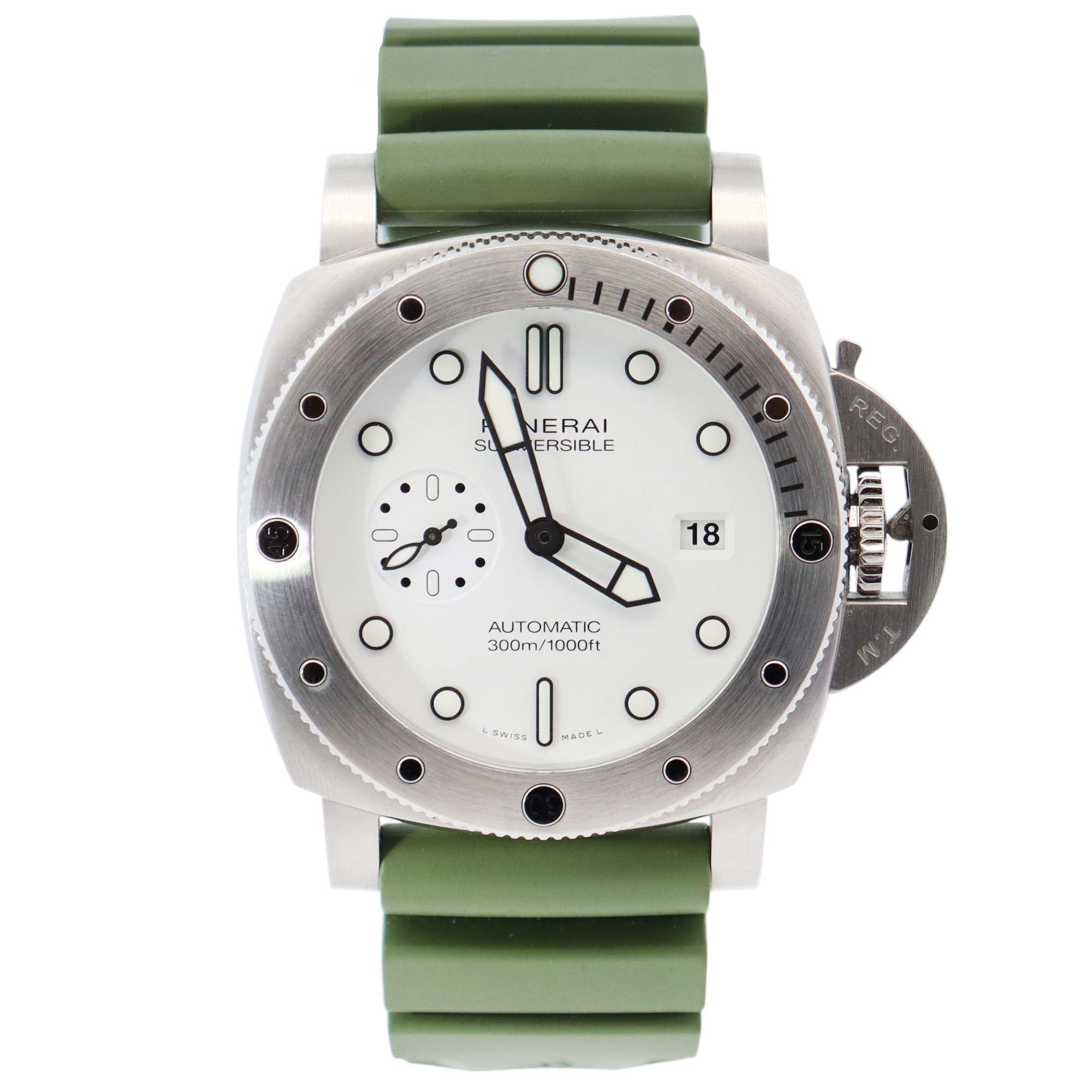 Panerai Submersible 44mm White Dial Watch Ref# PAM01595 - Happy Jewelers Fine Jewelry Lifetime Warranty