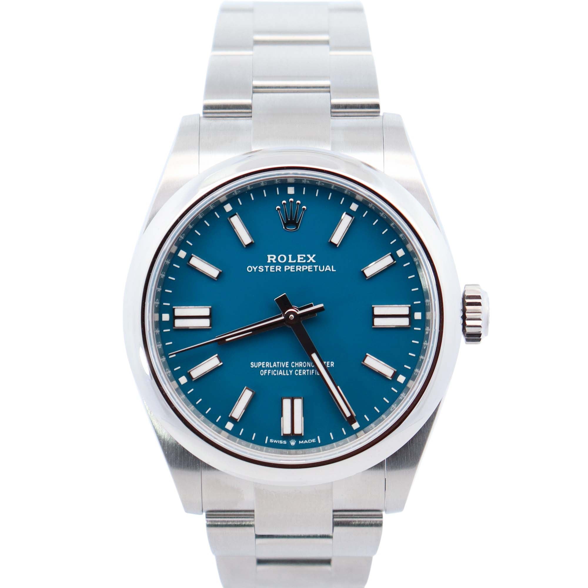 Rolex Oyster Perpetual 41mm Blue Dial Watch Ref# 134300 – Happy