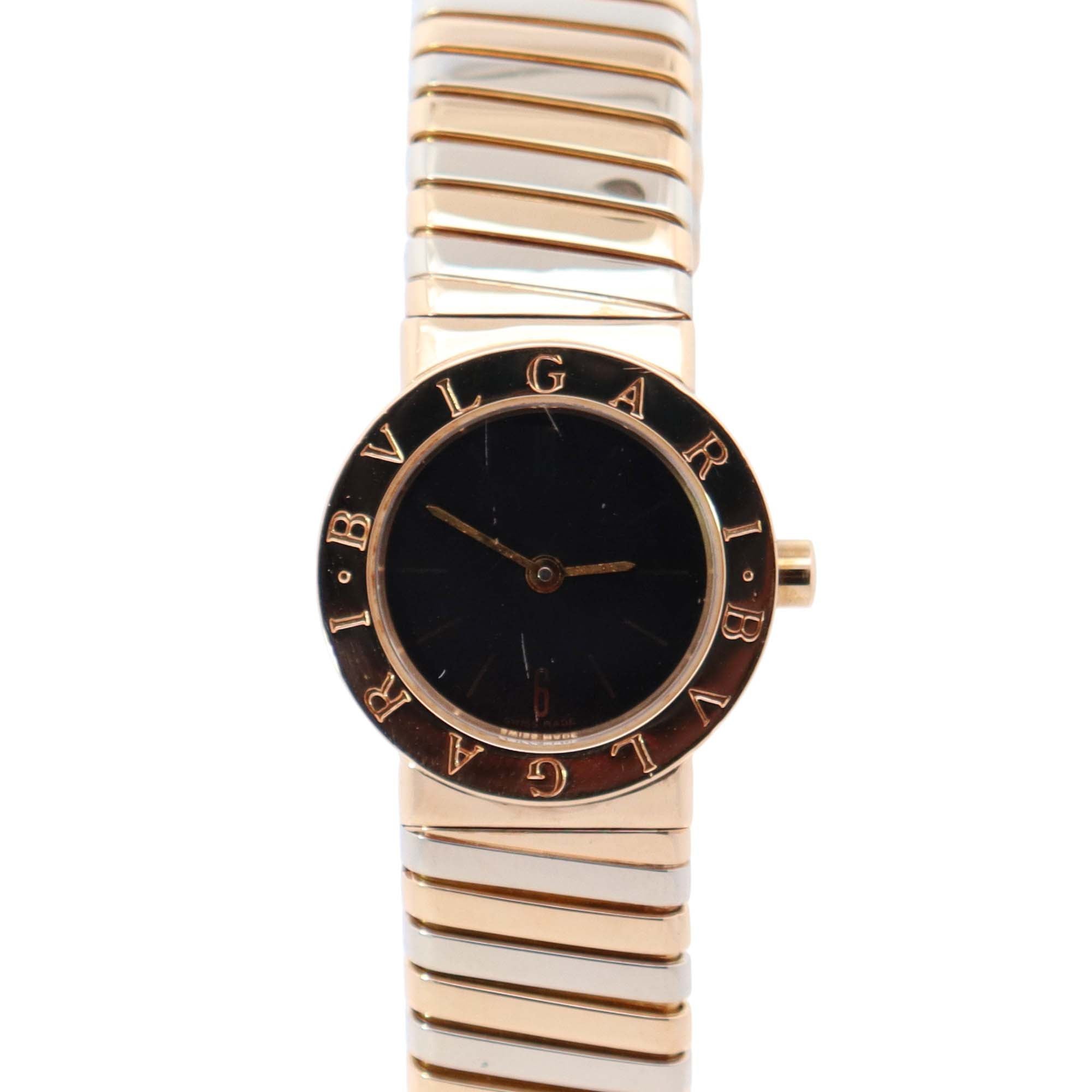 Bvlgari Tubagos 26mm Black Dial Watch Ref# BB232T - Happy Jewelers Fine Jewelry Lifetime Warranty