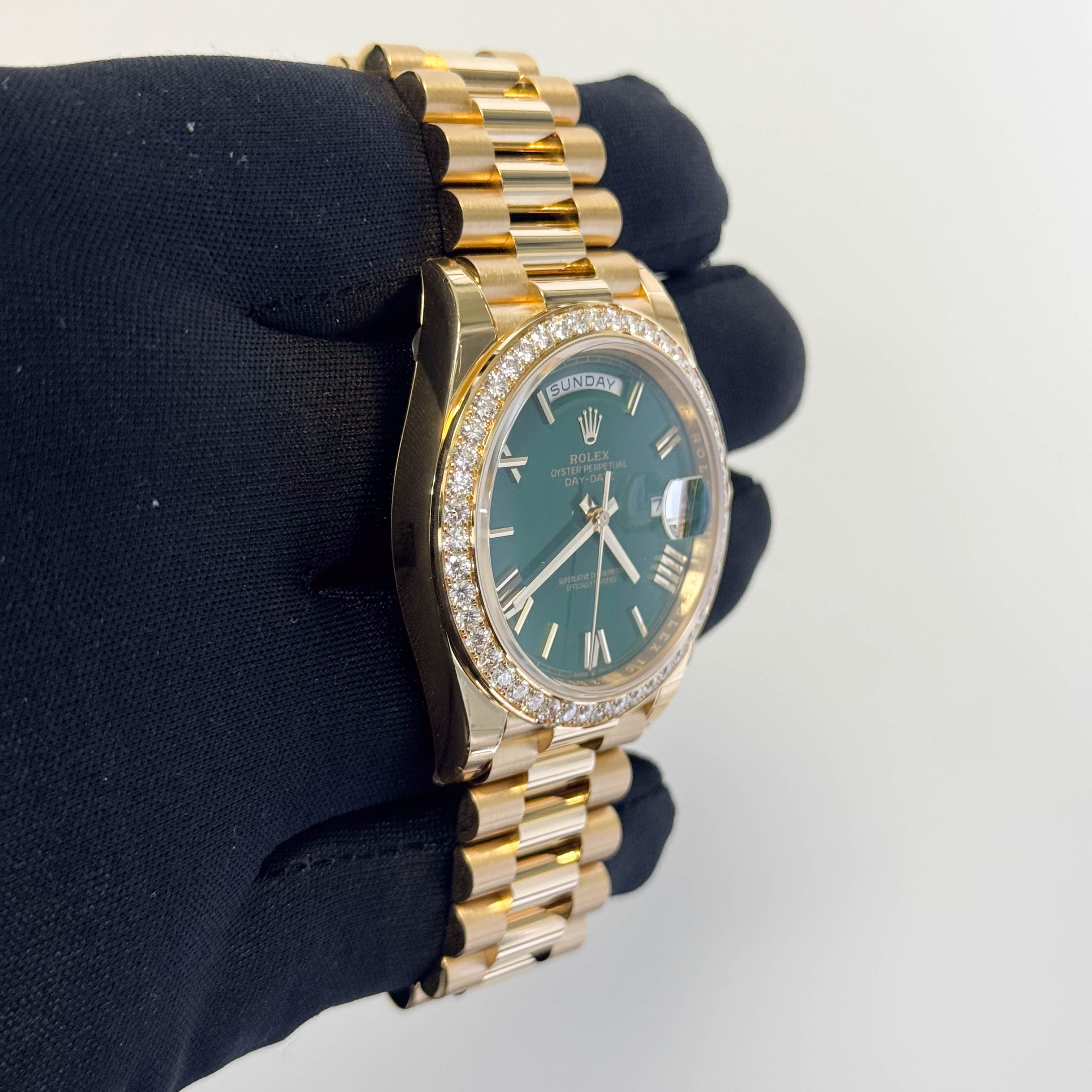 Rolex Day-Date 40mm Green Dial Watch Ref# 228348RBR - Happy Jewelers Fine Jewelry Lifetime Warranty