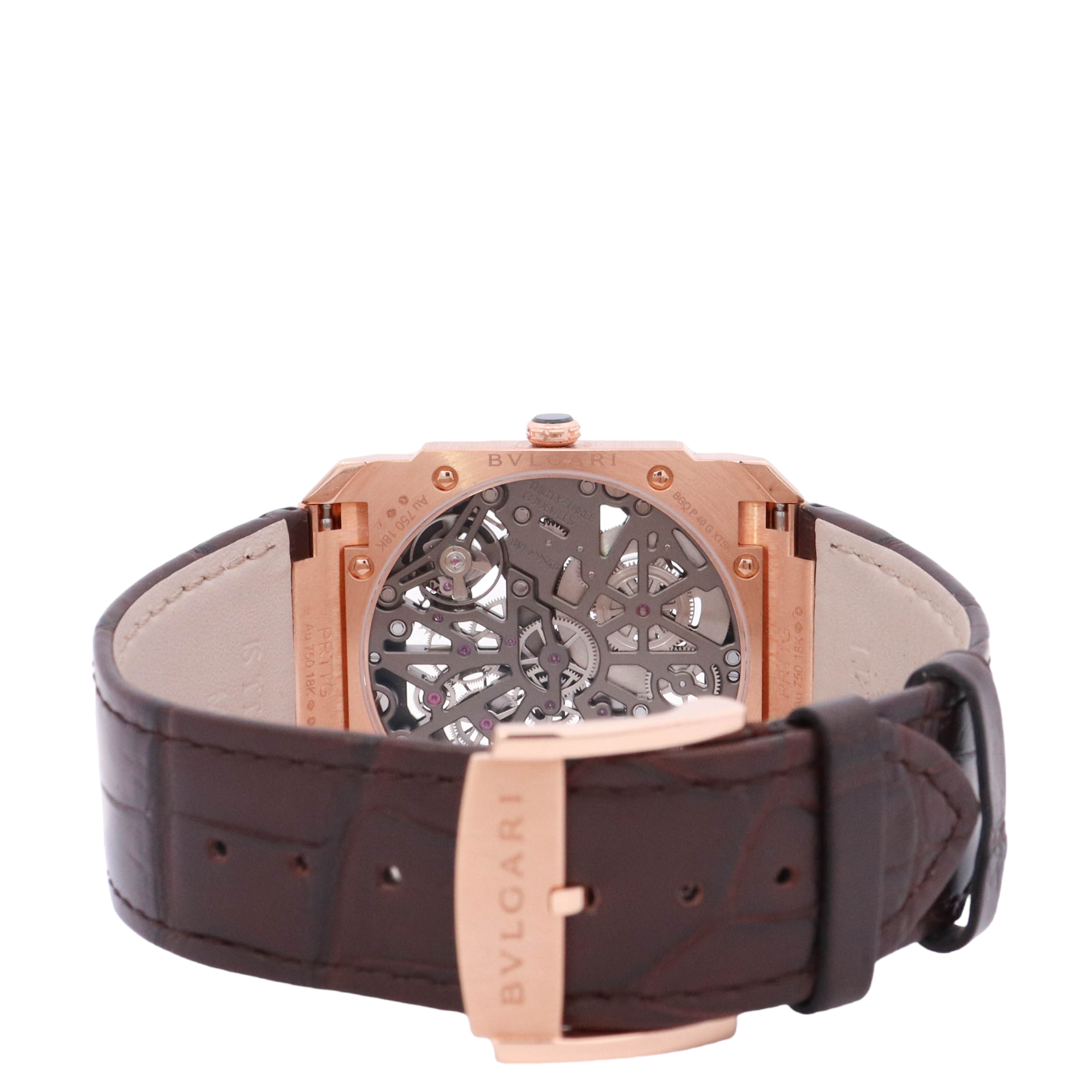 Blvgari Octo Finissimo 40mm 18kt Rose Gold Skeleton Dial Watch Reference# 103667 - Happy Jewelers Fine Jewelry Lifetime Warranty