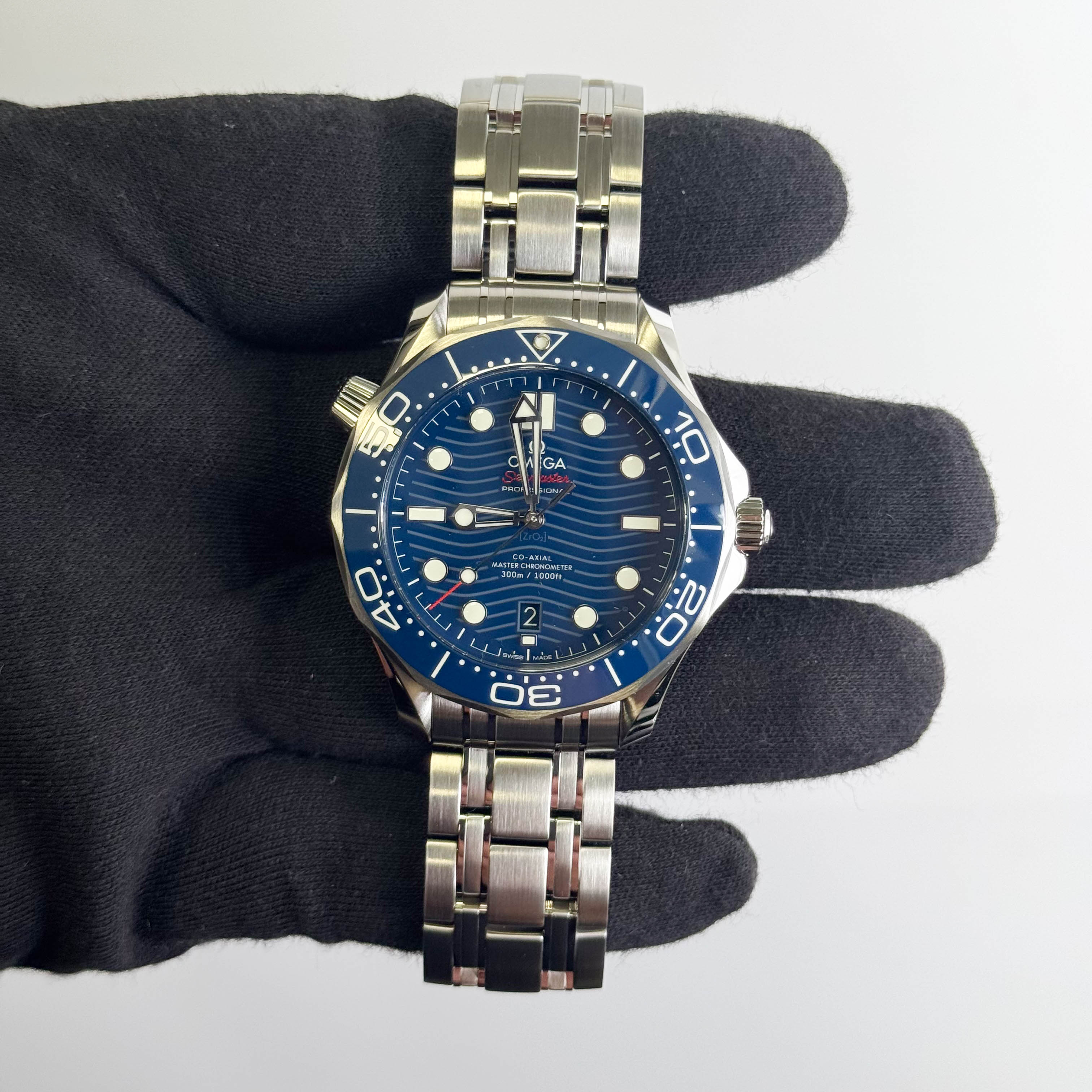 Omega Seamaster 42mm Blue Wave Dial Watch Ref# 210.30.42.20.03.001