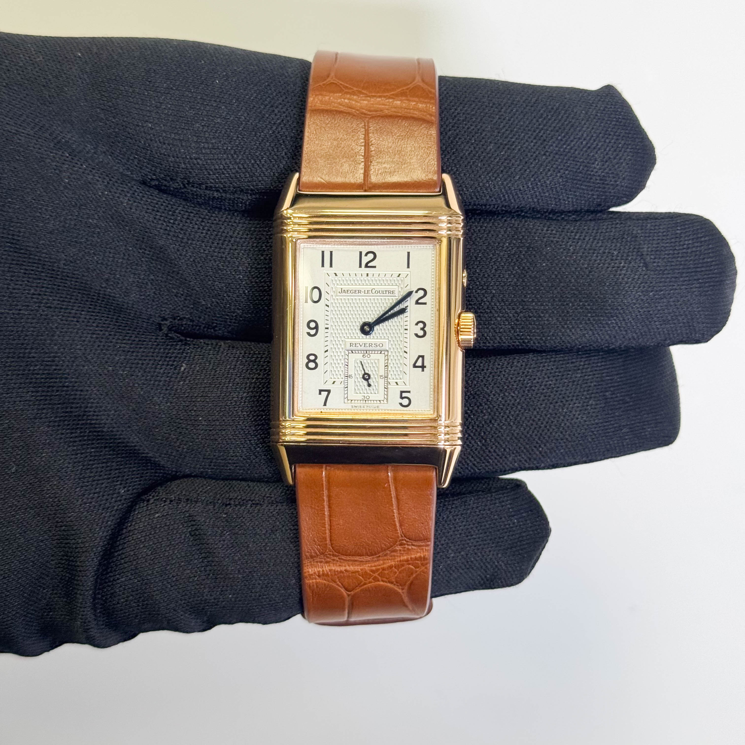 Jaeger-LeCoultre Reverso Duo Rose Gold 26mm x 42mm White & Black Dial Watch Ref# 270.240.544 - Happy Jewelers Fine Jewelry Lifetime Warranty