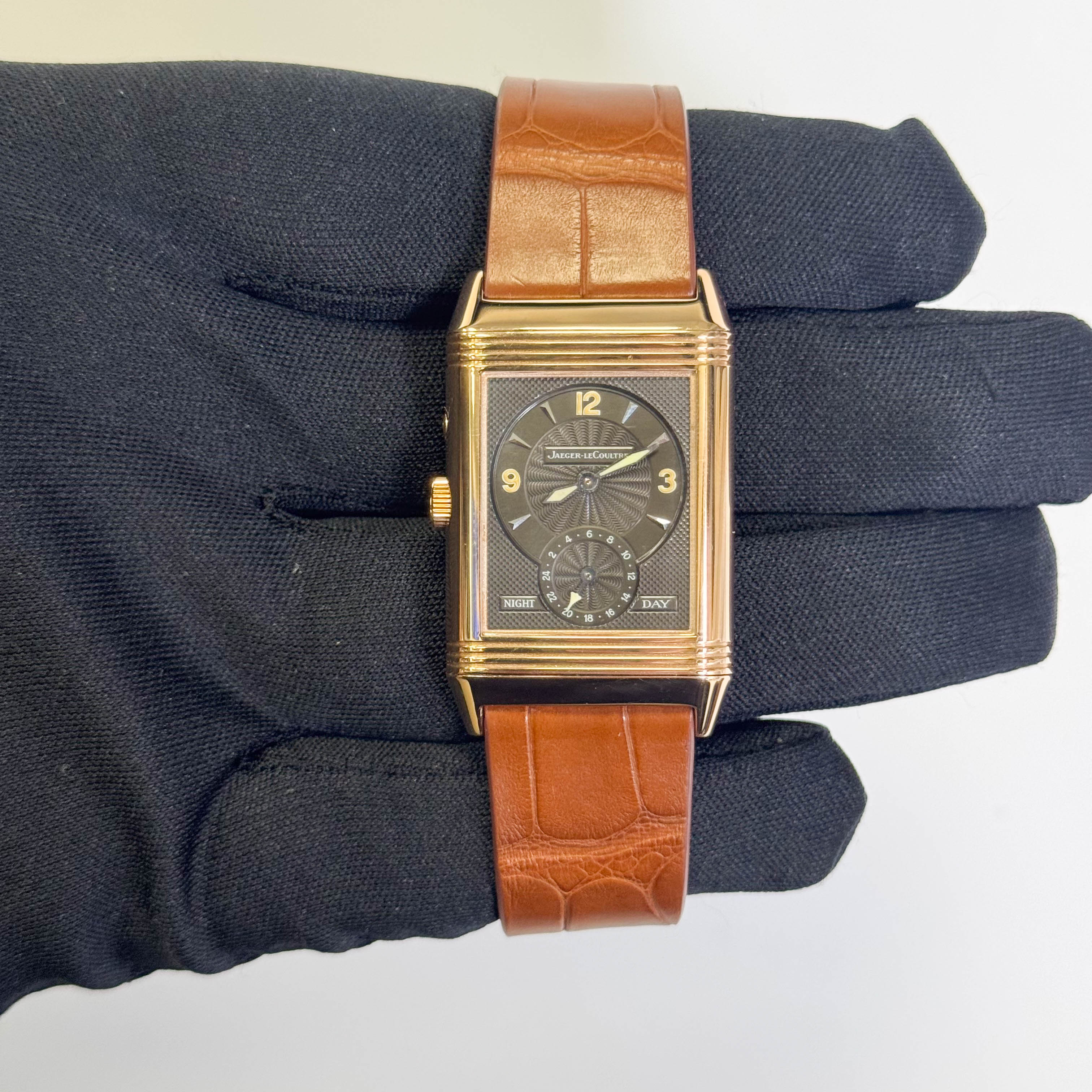 Jaeger-LeCoultre Reverso Duo Rose Gold 26mm x 42mm White & Black Dial Watch Ref# 270.240.544 - Happy Jewelers Fine Jewelry Lifetime Warranty