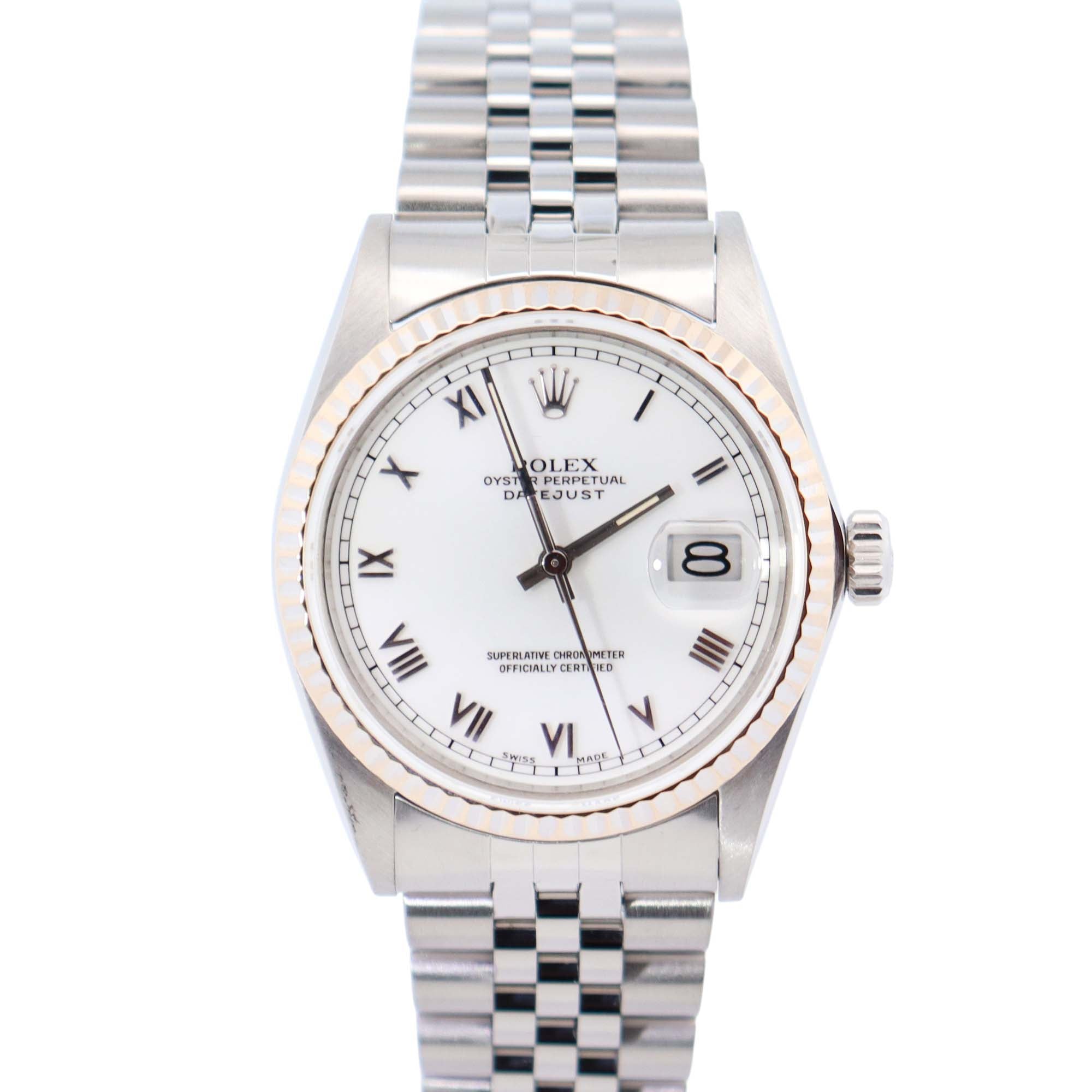 Rolex Datejust 36mm White Dial Watch Ref# 16014 - Happy Jewelers Fine Jewelry Lifetime Warranty